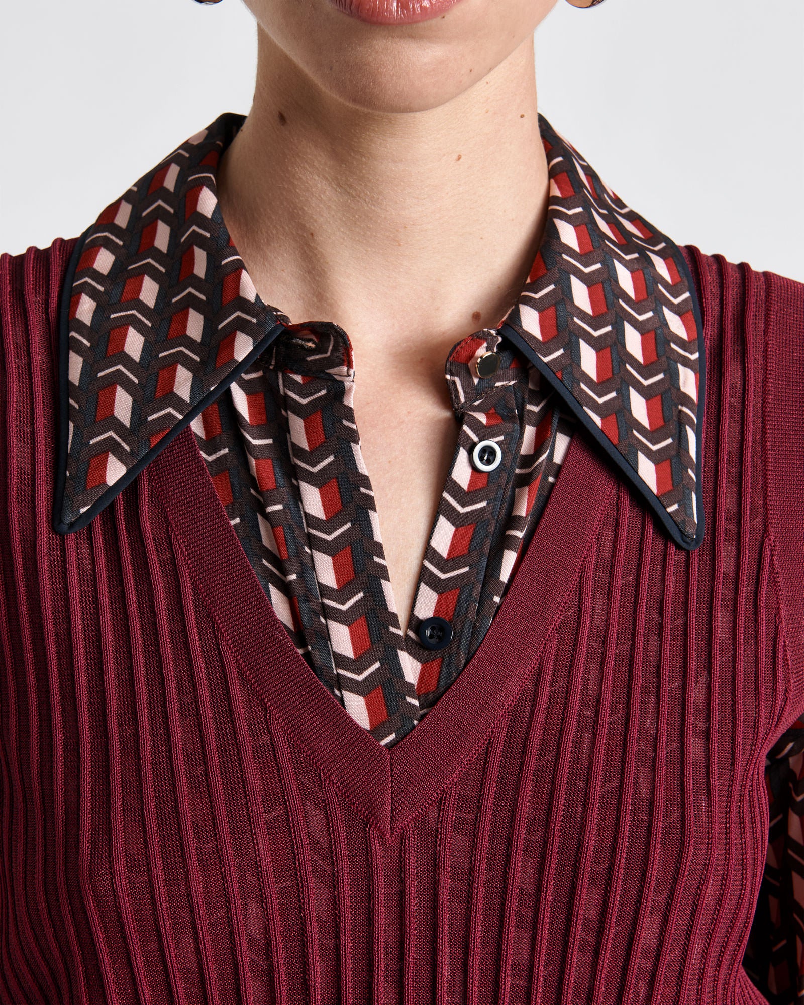 Sheer Rib V-Neck Vest