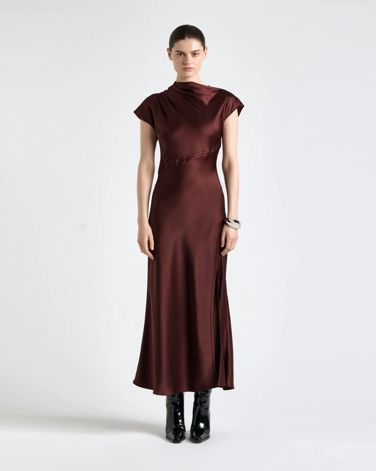 Satin Bind Detail Midi Dress