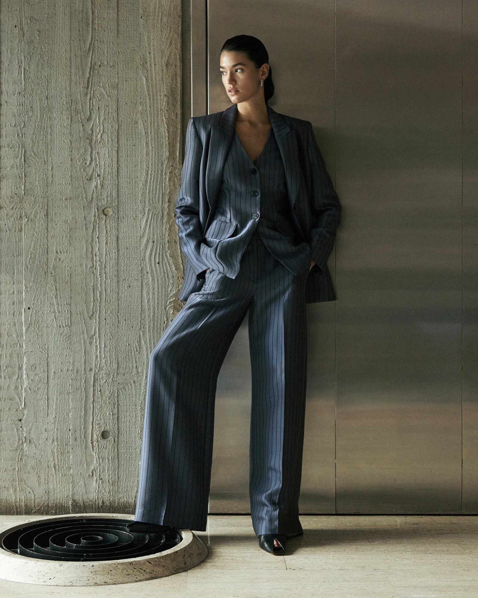 European Viscose Stripe Blazer