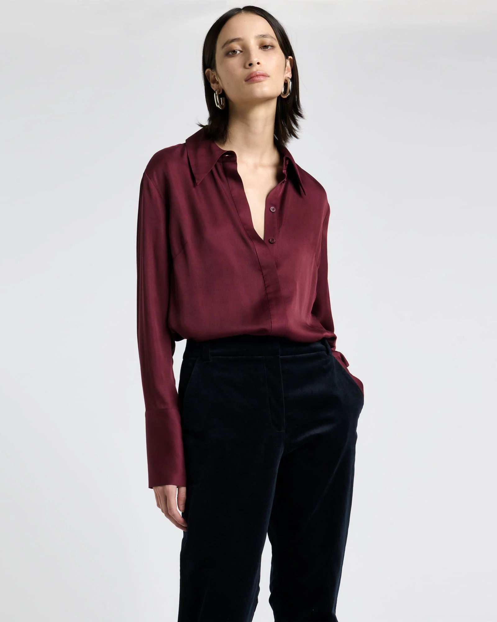 Viscose Blend Satin Shirt