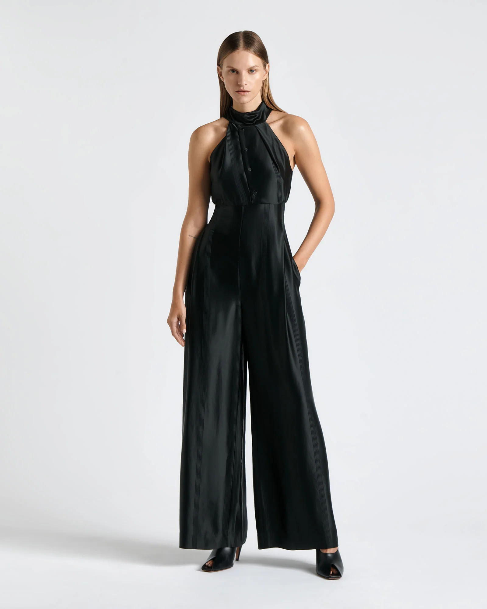 Satin Acetate Halter Jumpsuit
