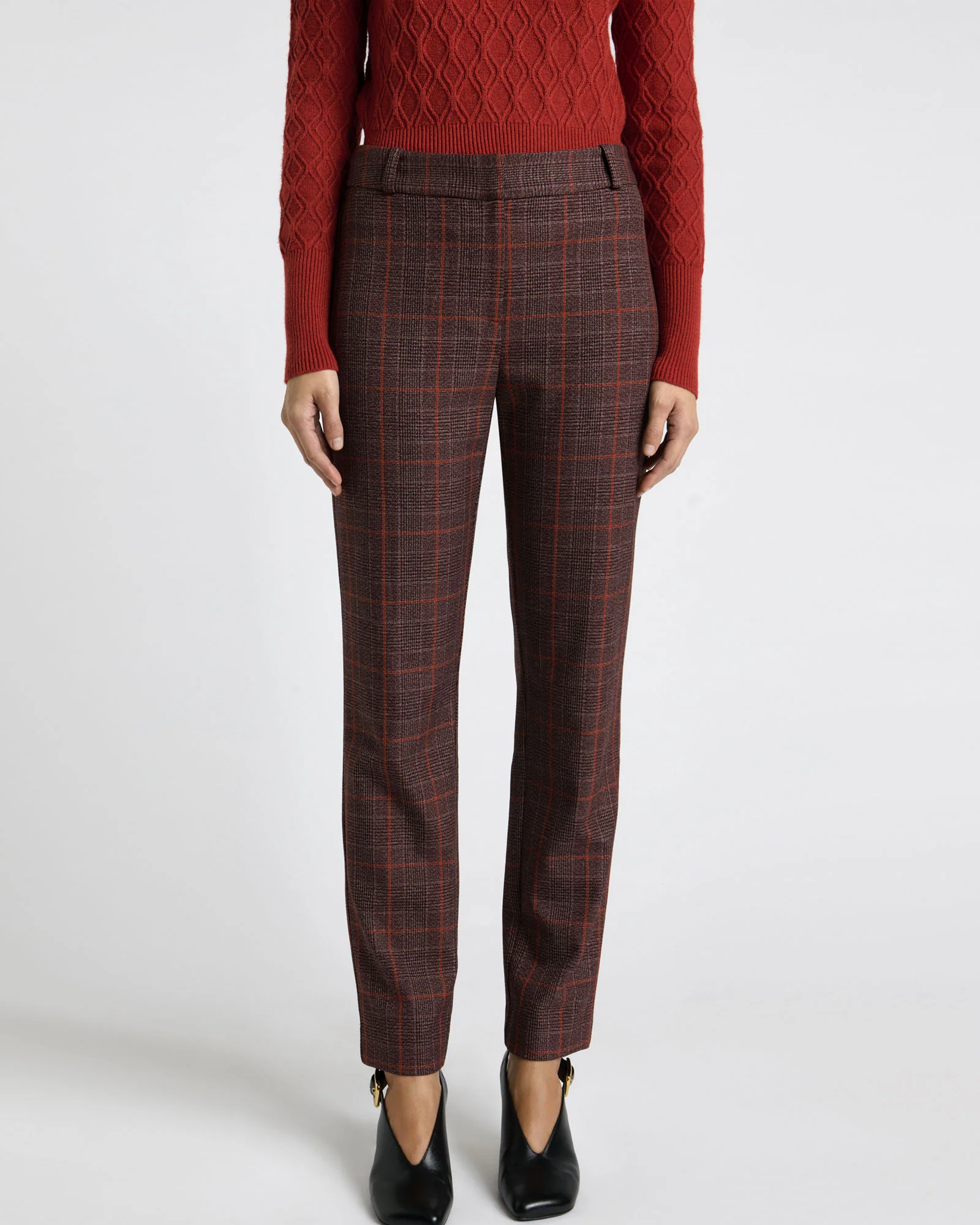 European Prince of Wales Check Slim Leg Pant