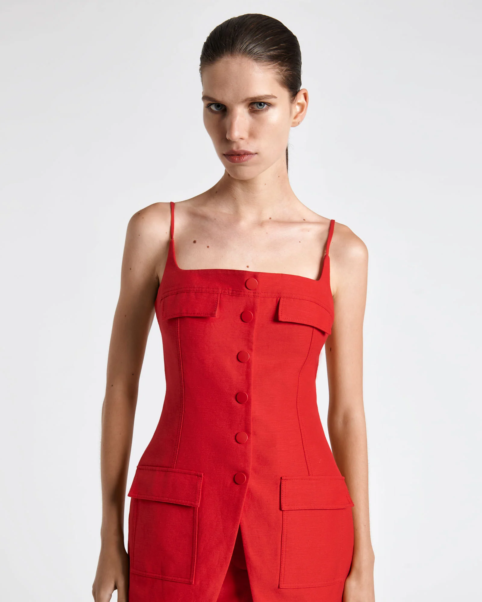 Chilli Linen Blend Longline Waistcoat