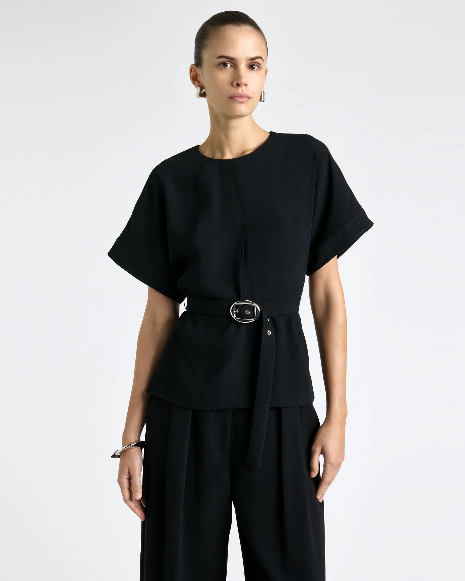 Recycled Crepe Tipped Sleeve Top