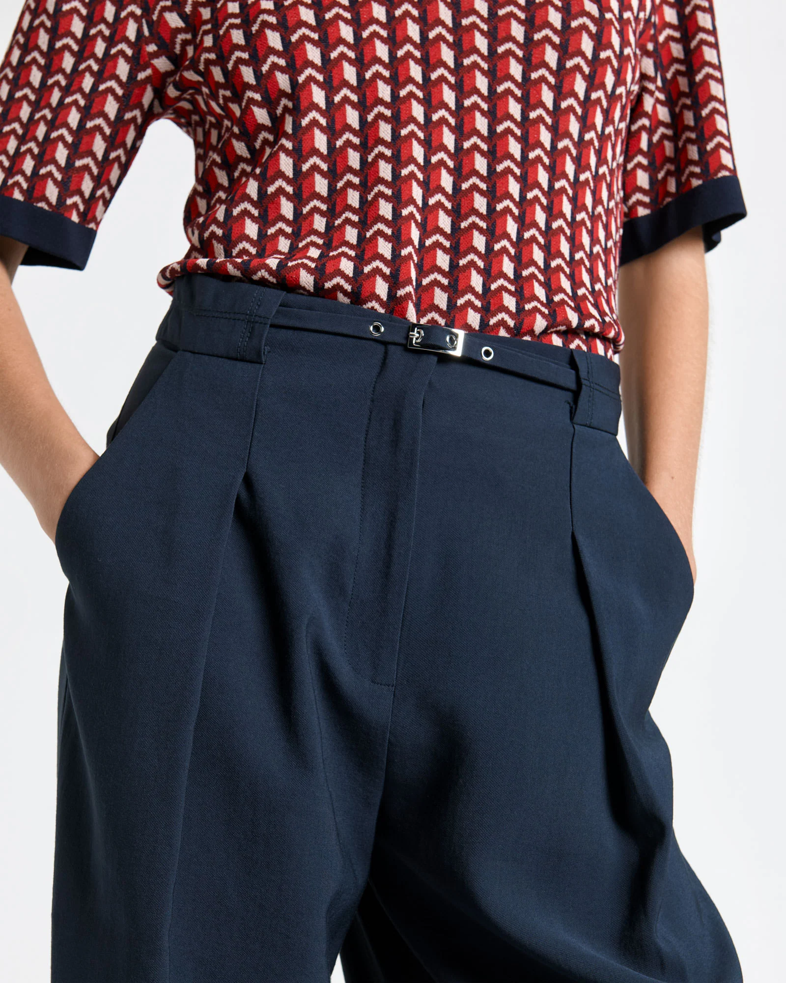 Front Fold Buckled Pant