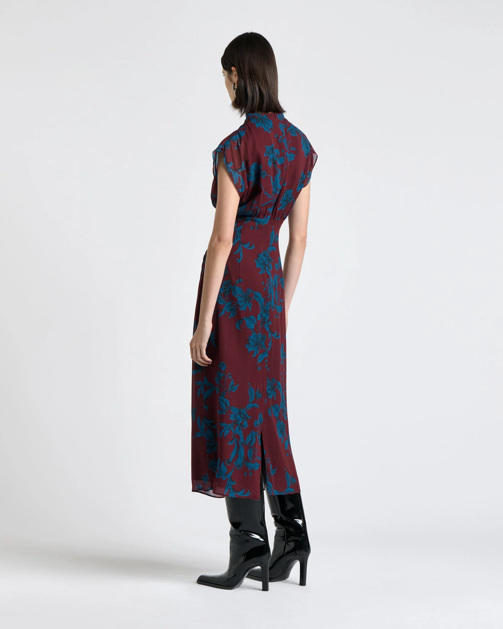 Indigo Ivy Draped Neck Midi Dress