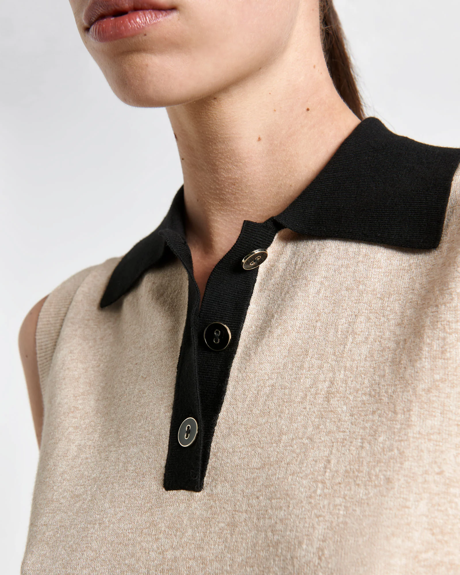 Polo Collar Sleeveless Knit