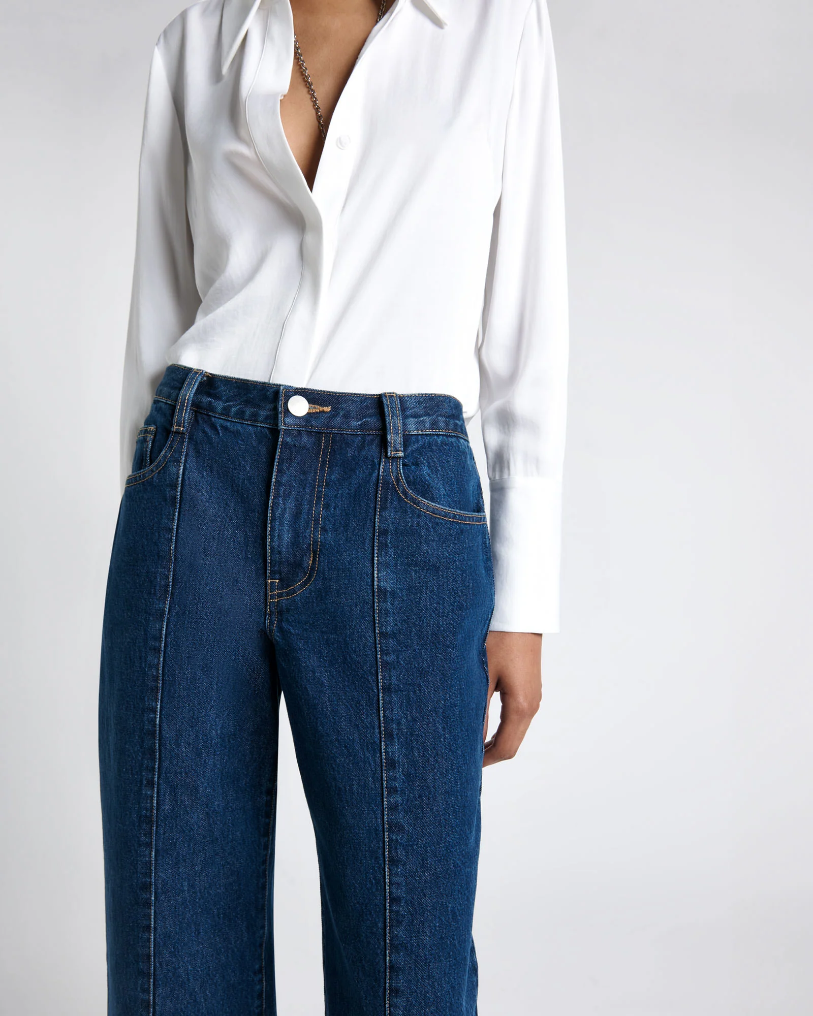 Topstitch Detail Cropped Jean
