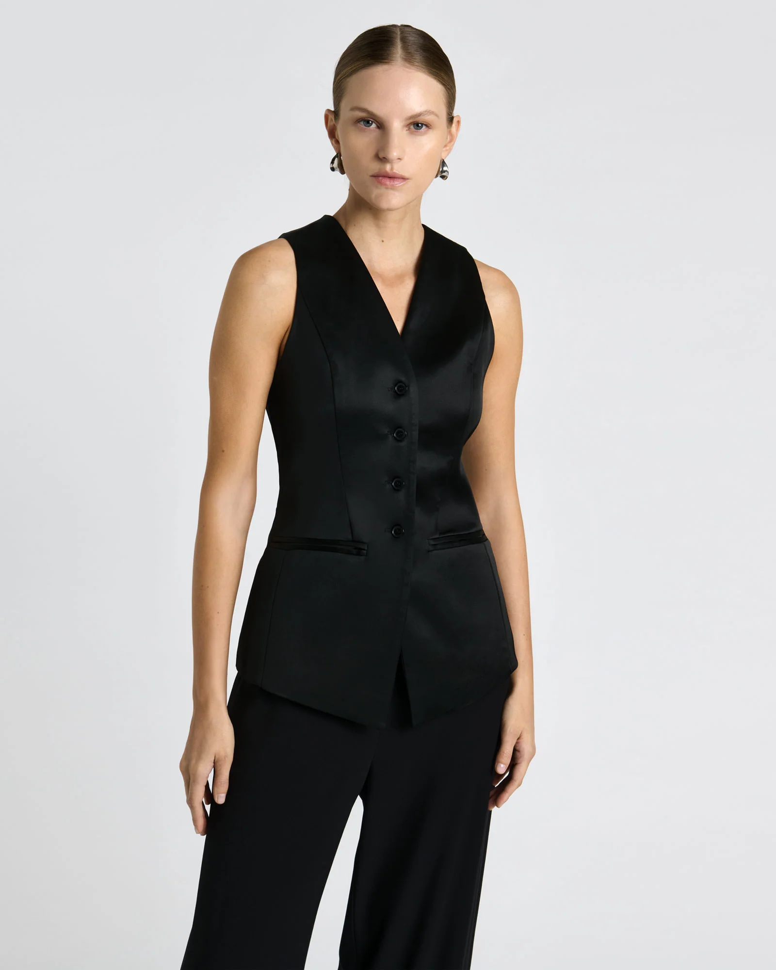 Stretch Satin Longline Waistcoat