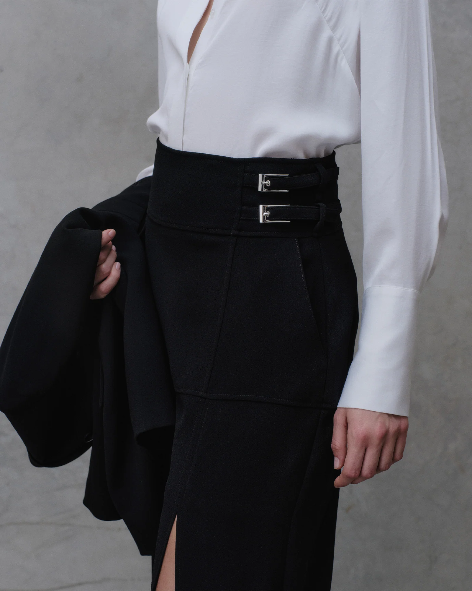 Double Buckle Midi Skirt