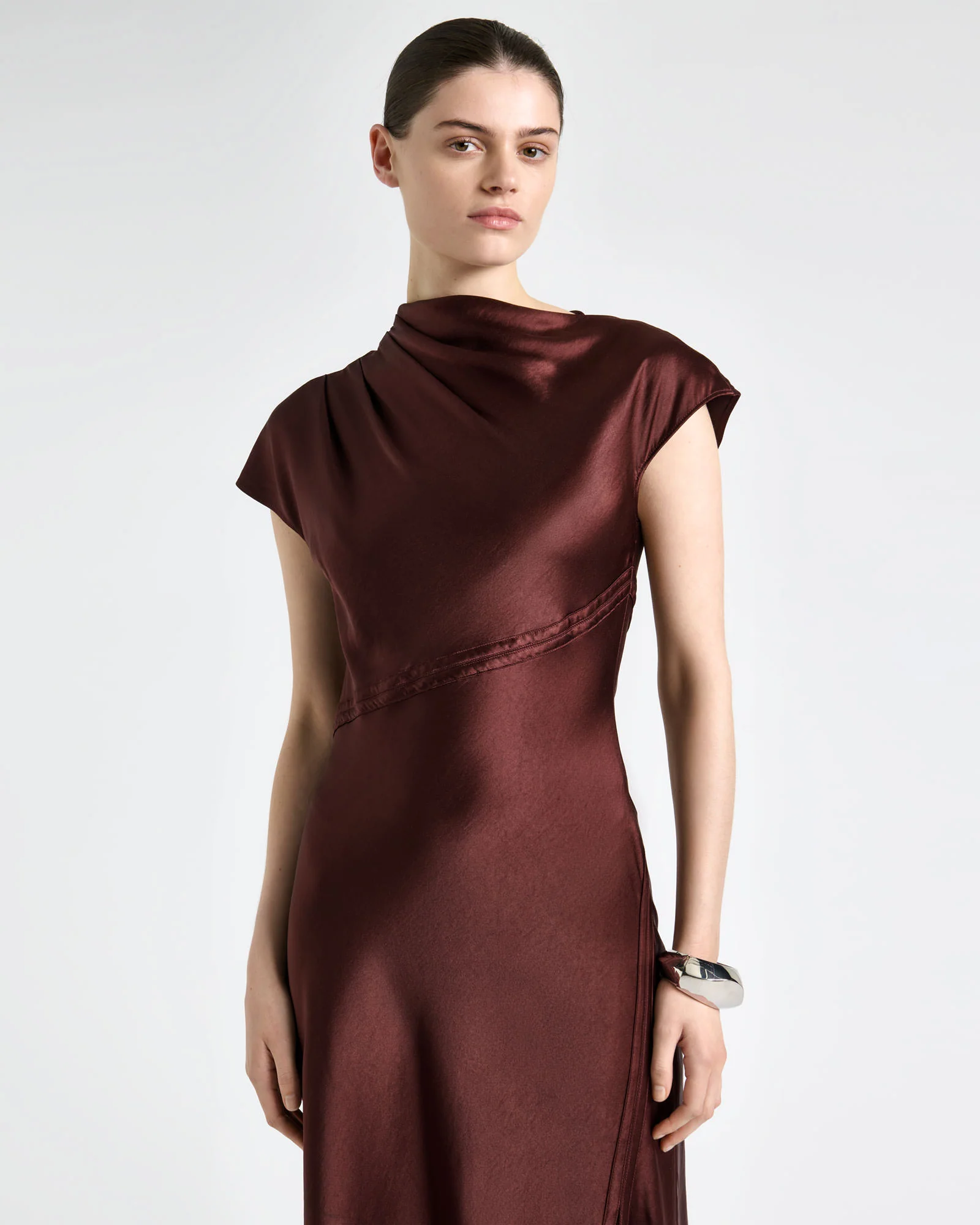 Satin Bind Detail Midi Dress