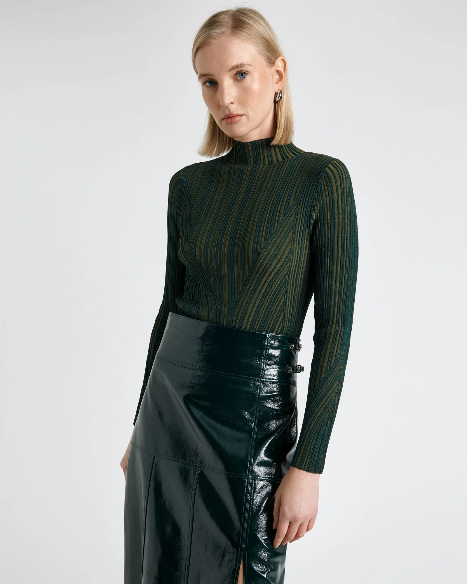 Two Tone Engineered Rib Knit