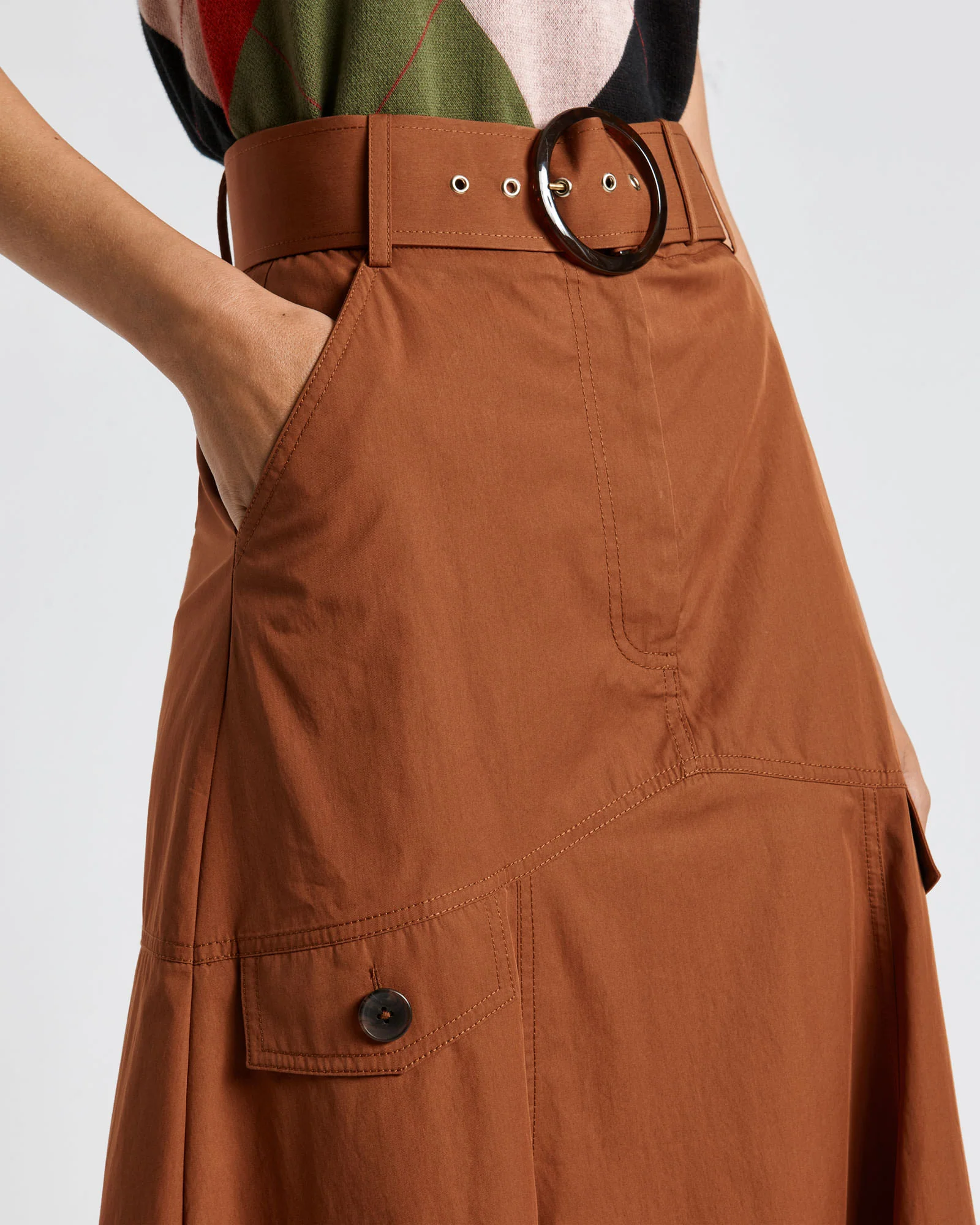 Caramel Cotton Twill Maxi Skirt