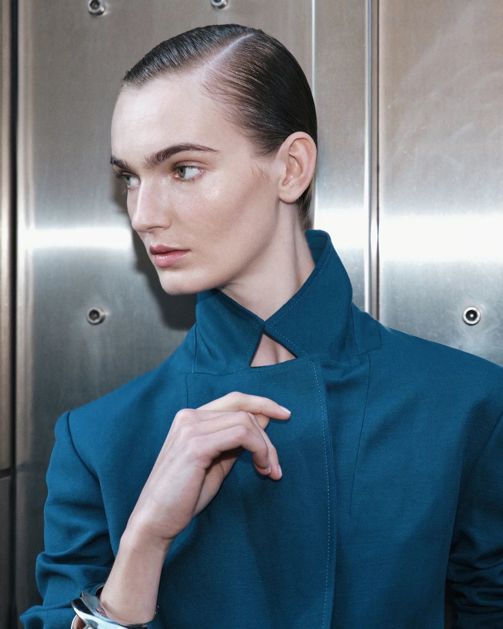 Linen Blend Hourglass Blazer