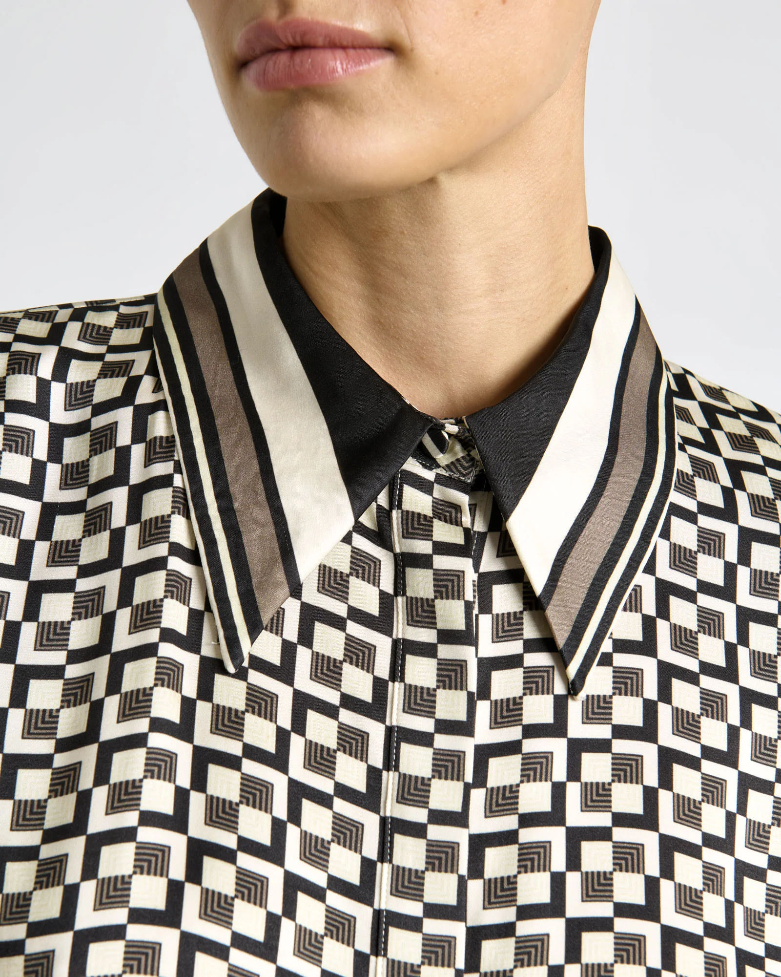 Monochrome Geo Shift Mini Dress