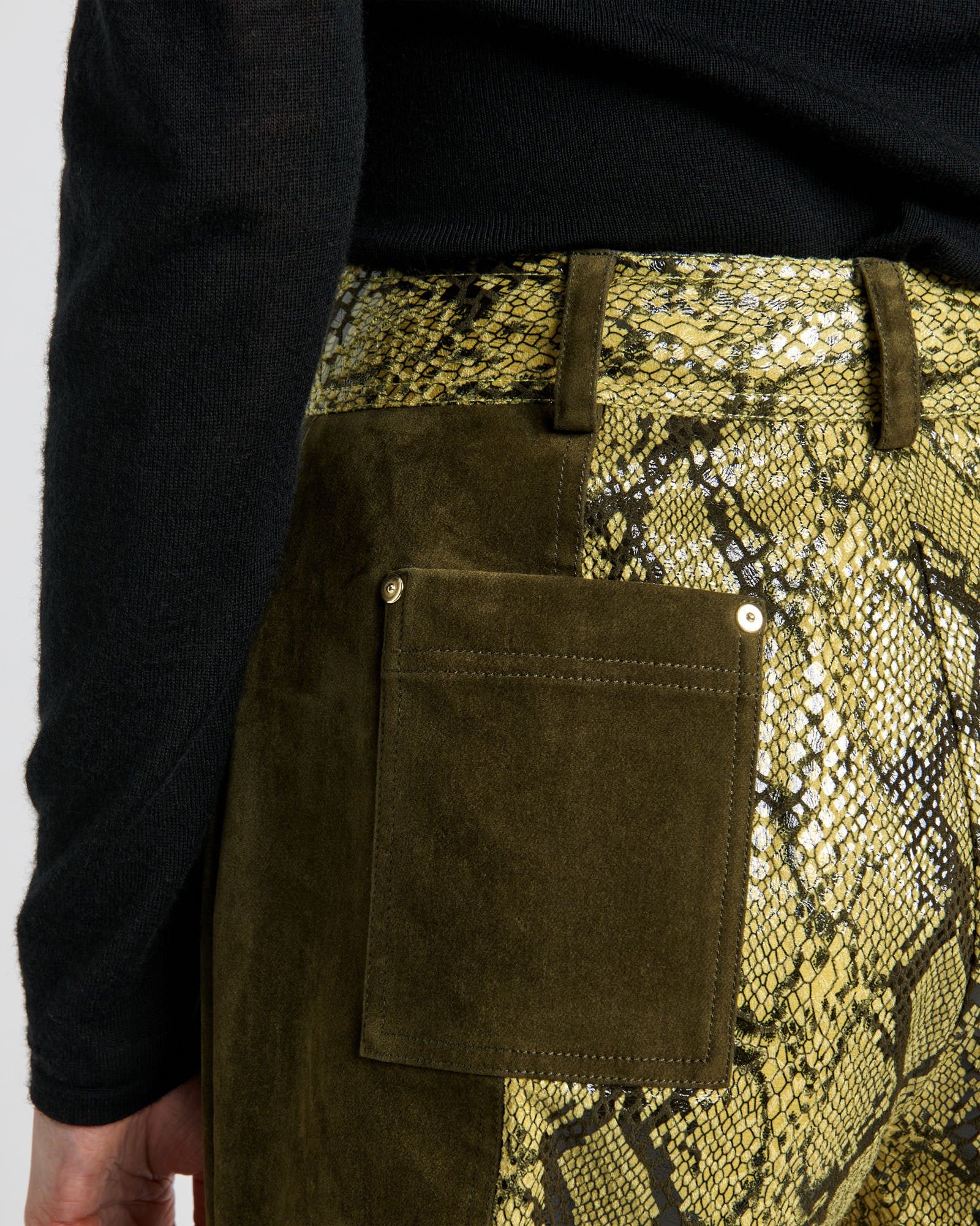 Python and Flocked Denim Spliced Pant