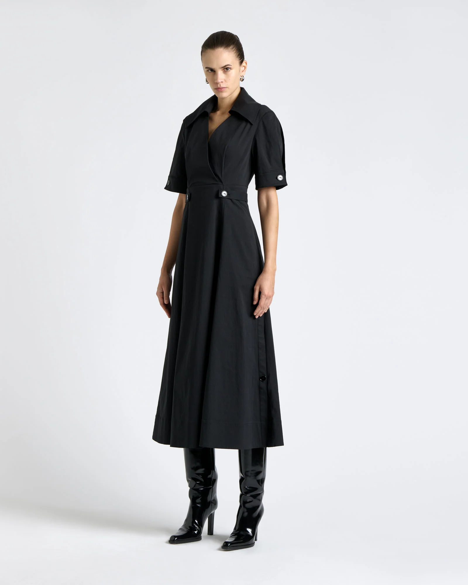 Good Earth Cotton Button Detail Midi Dress