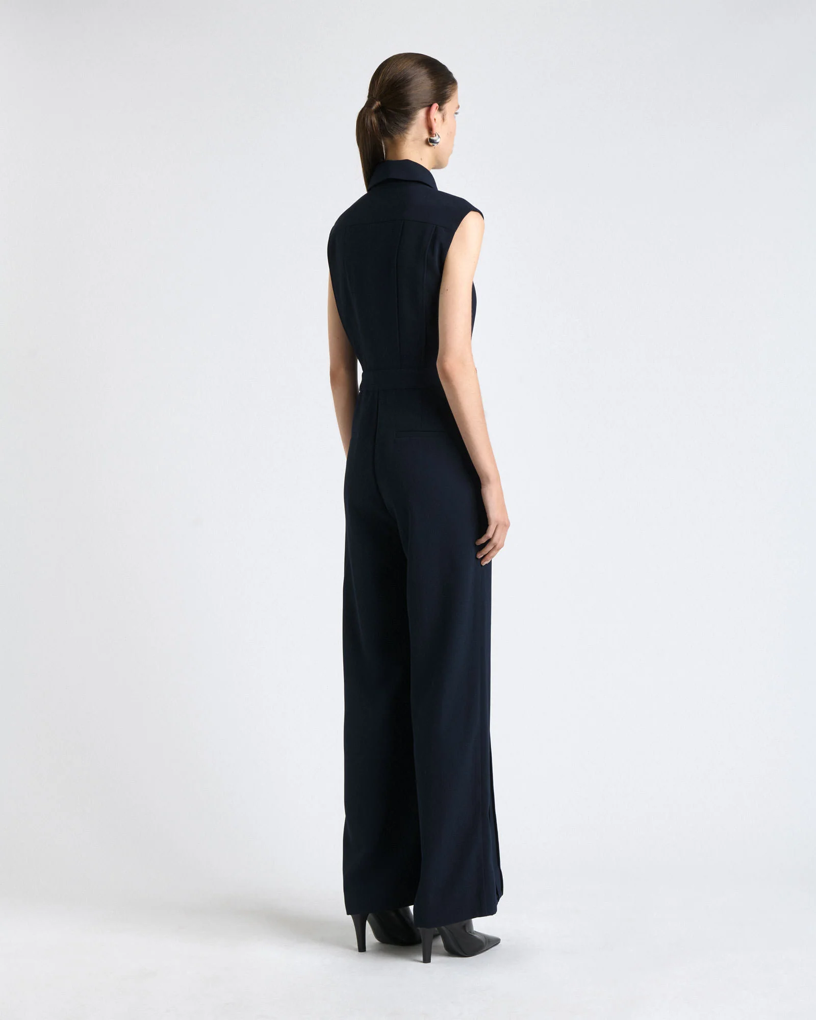 Recycled Crepe Lipped Seam Wide Leg Jumpsuit