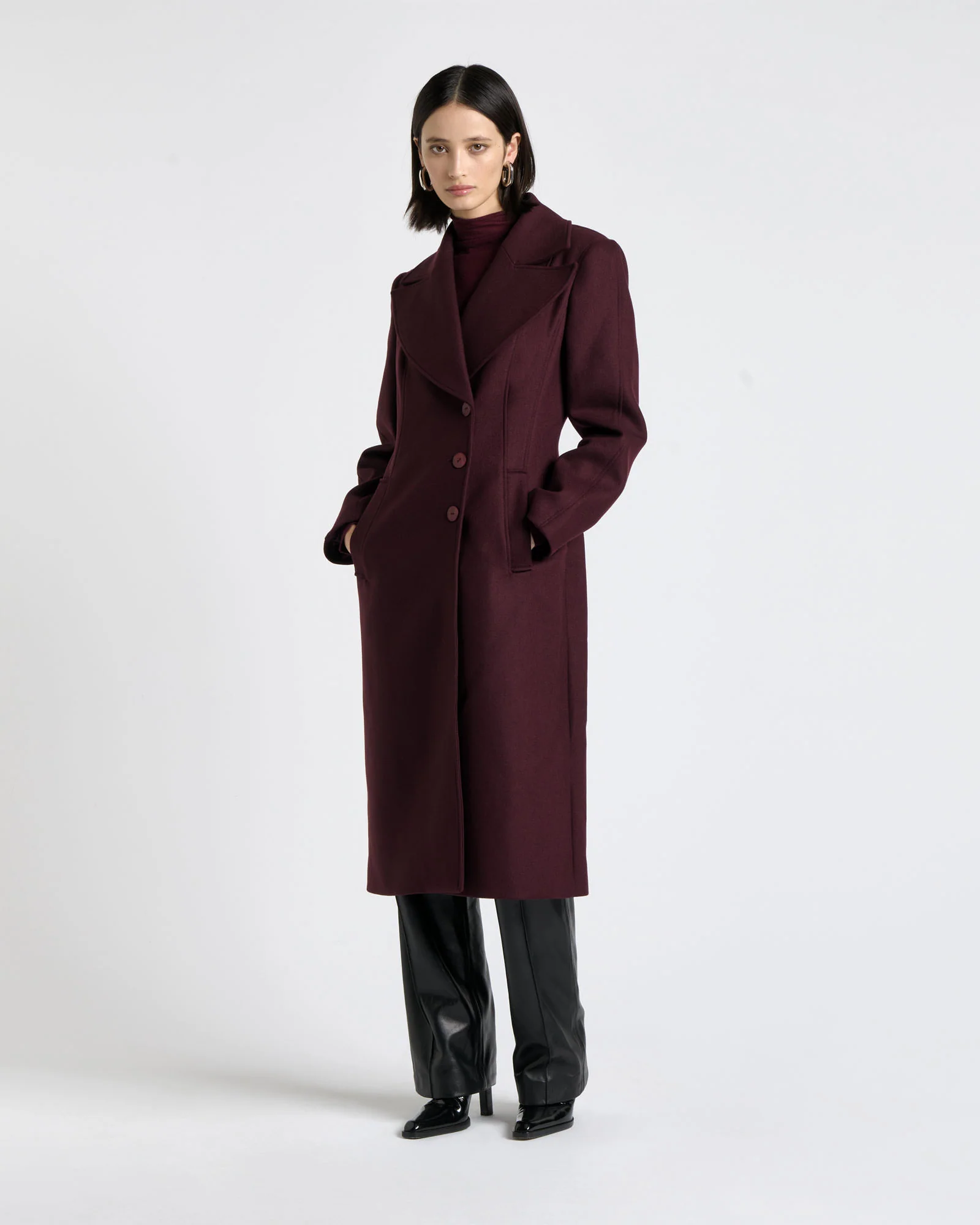 Italian Soft Wool Twill Hourglass Coat