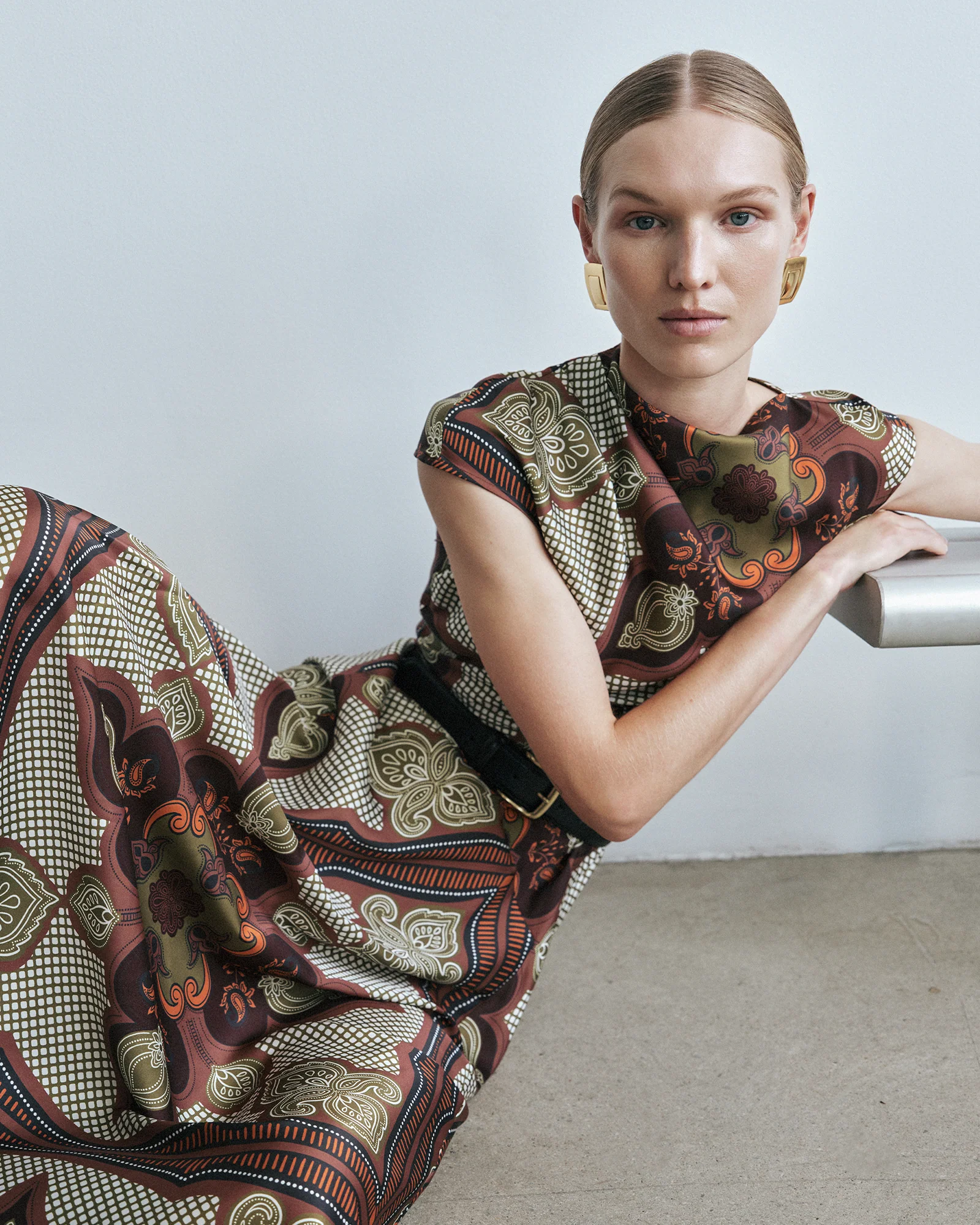 Mocha Chateau Asymmetric Midi Dress