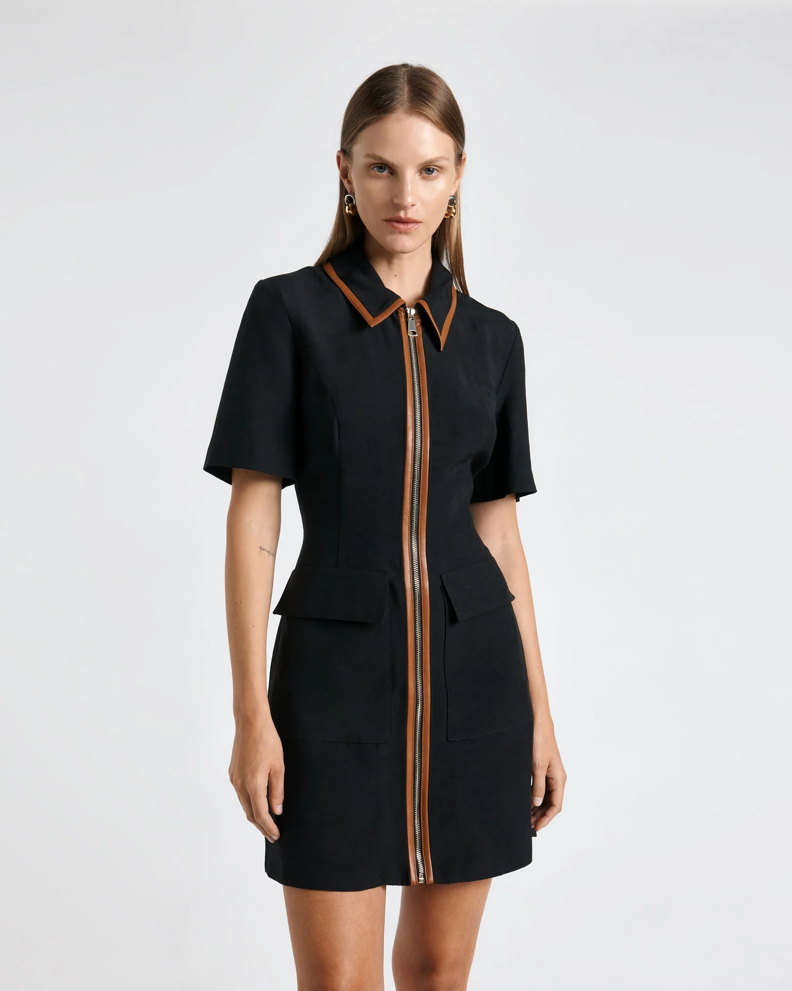 Viscose Blend Zip Front Dress