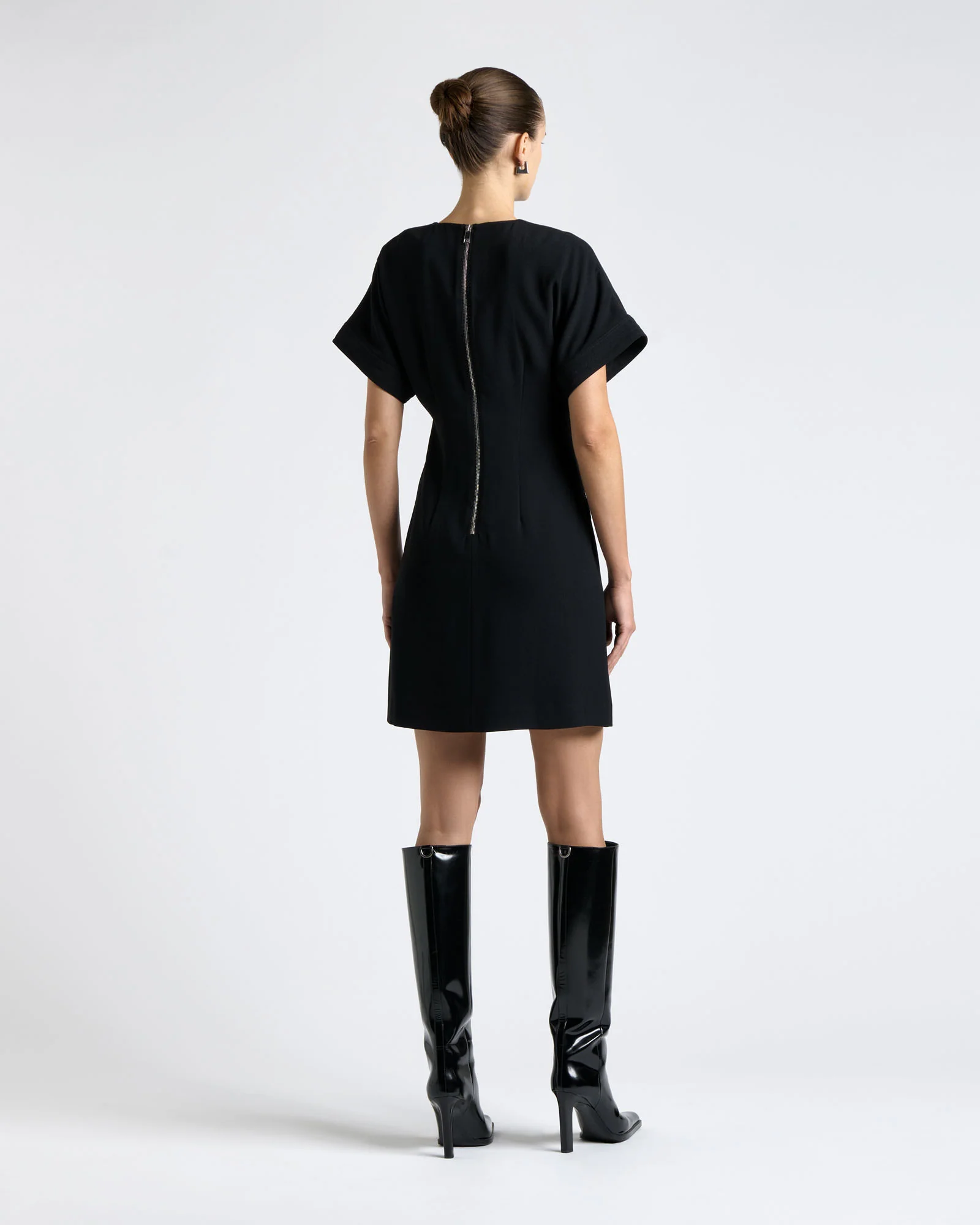 Recycled Crepe Tipped Sleeve Mini Dress
