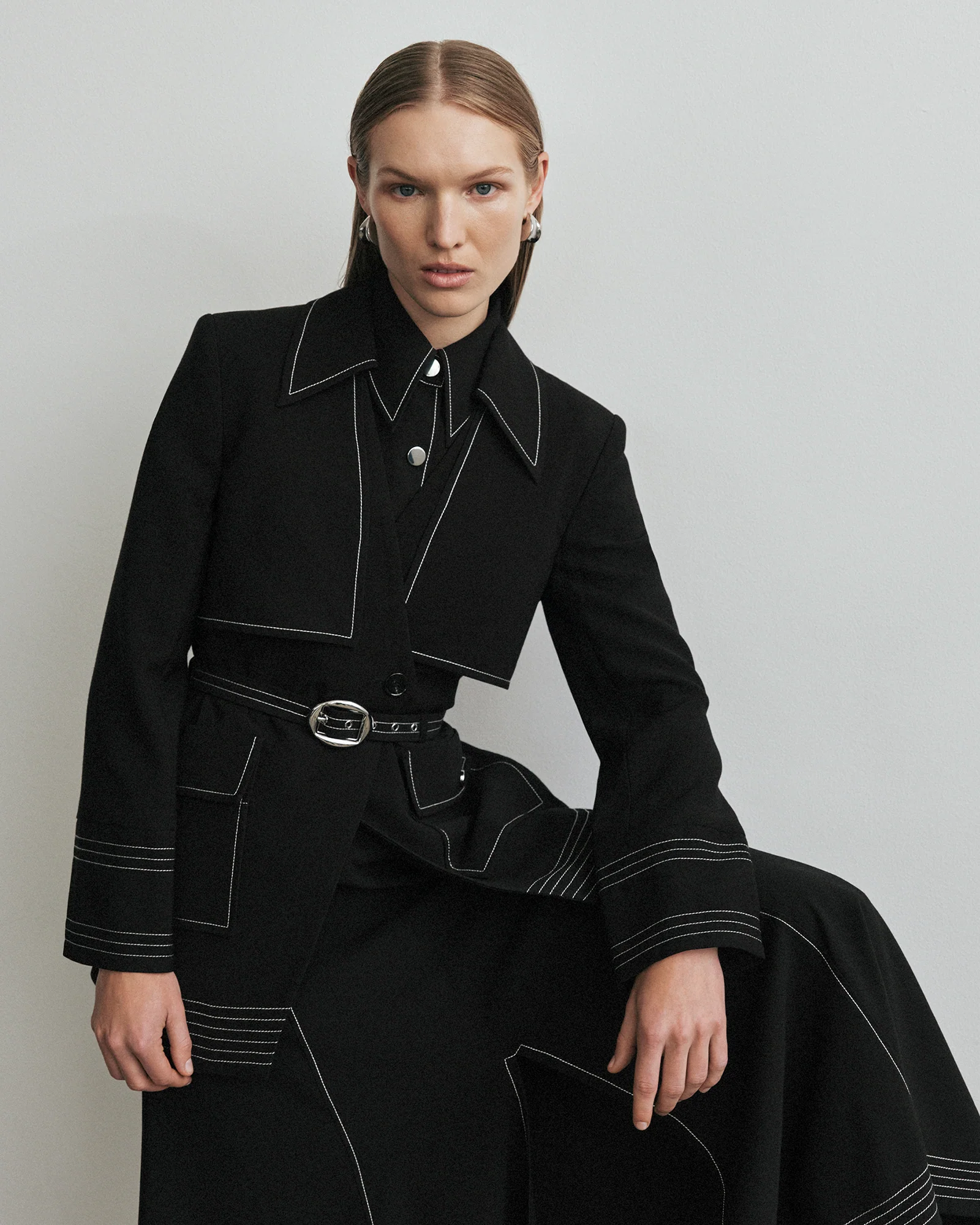 Contrast Stitched Jacket