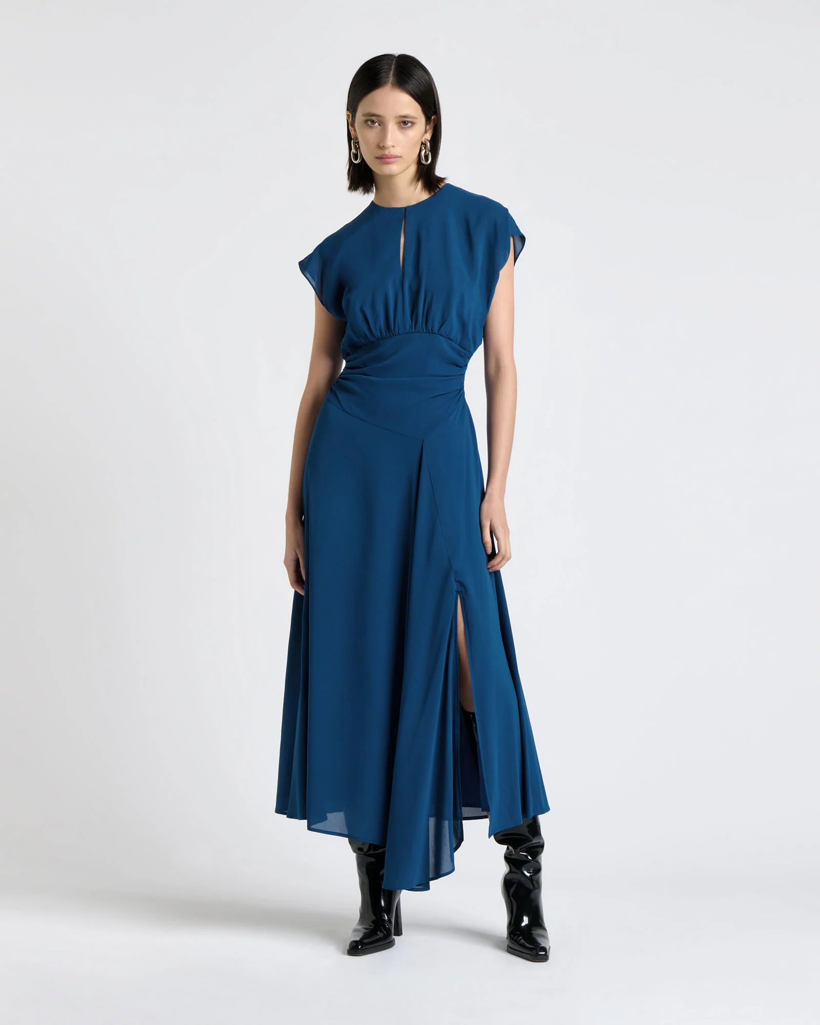 Lapis Blue Soft Viscose Midi Dress