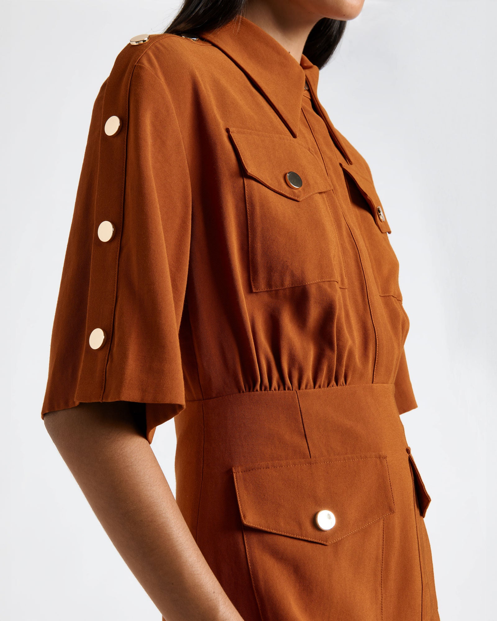 Press Stud Utility Mini Dress