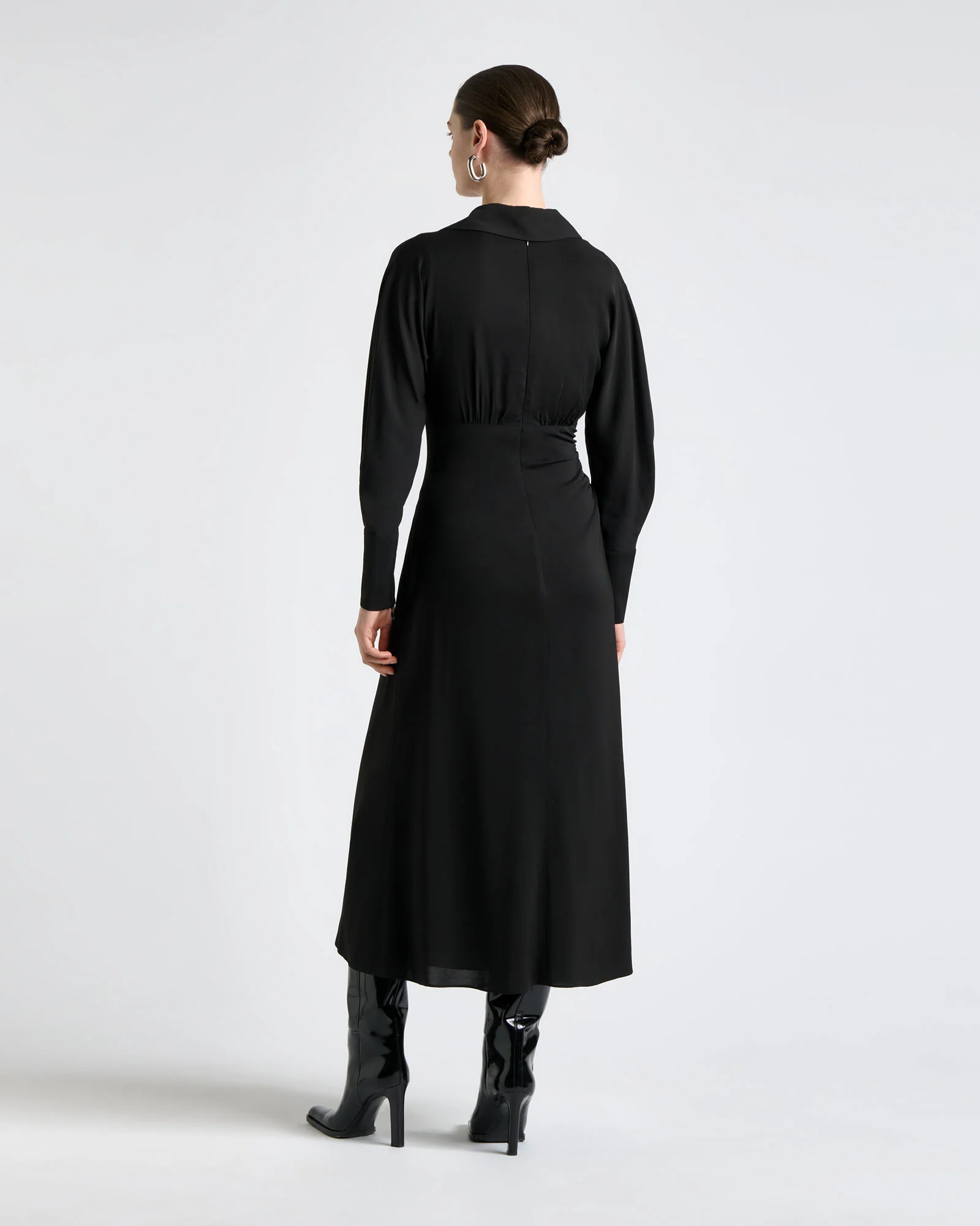Long Sleeve Ruched Midi Dress