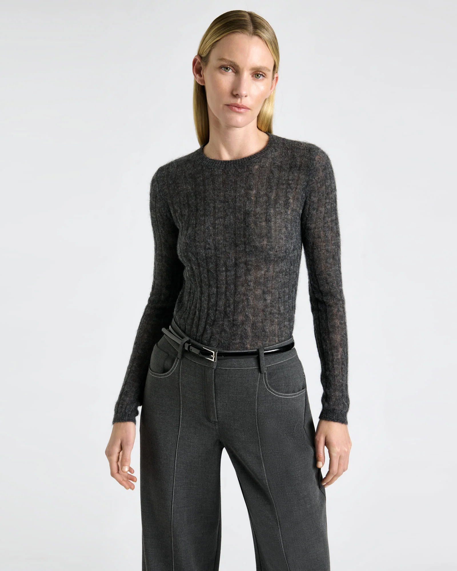 Fine Alpaca Cable Knit Sweater