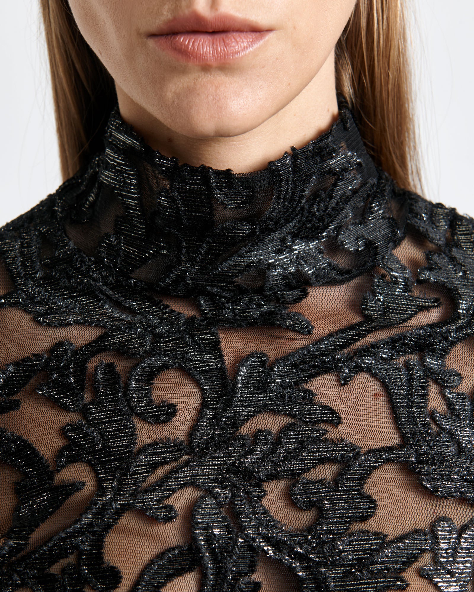 Tapestry Lurex Long Sleeve Top