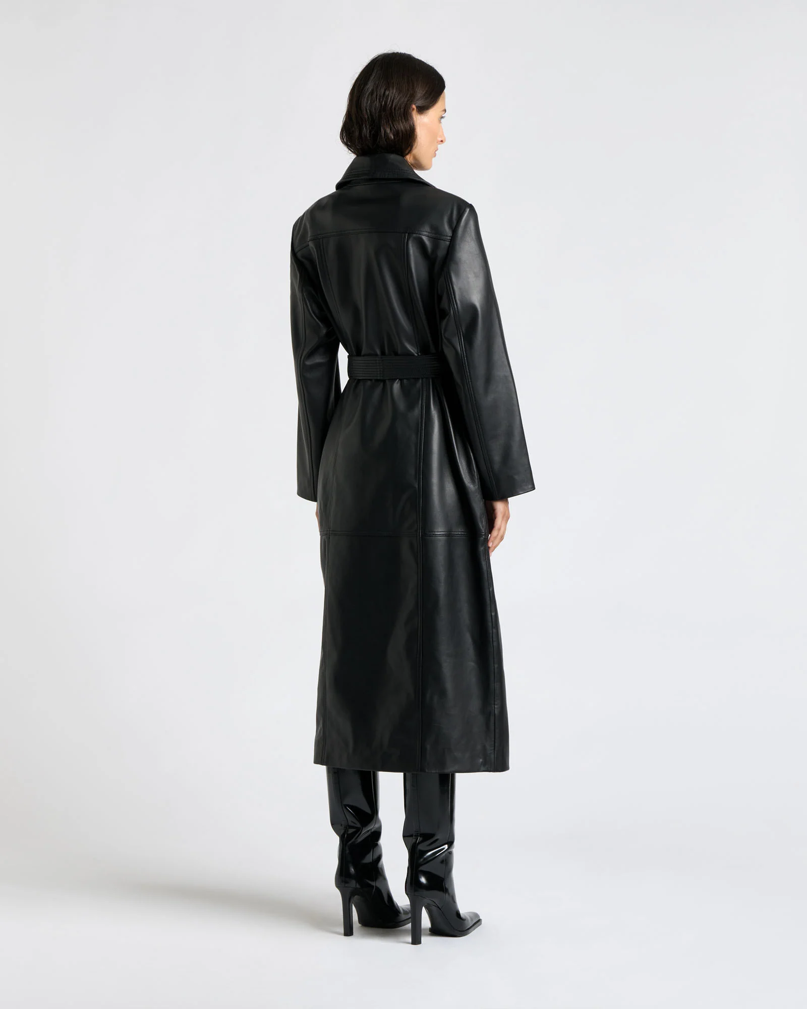 Leather Stitched Maxi Trench