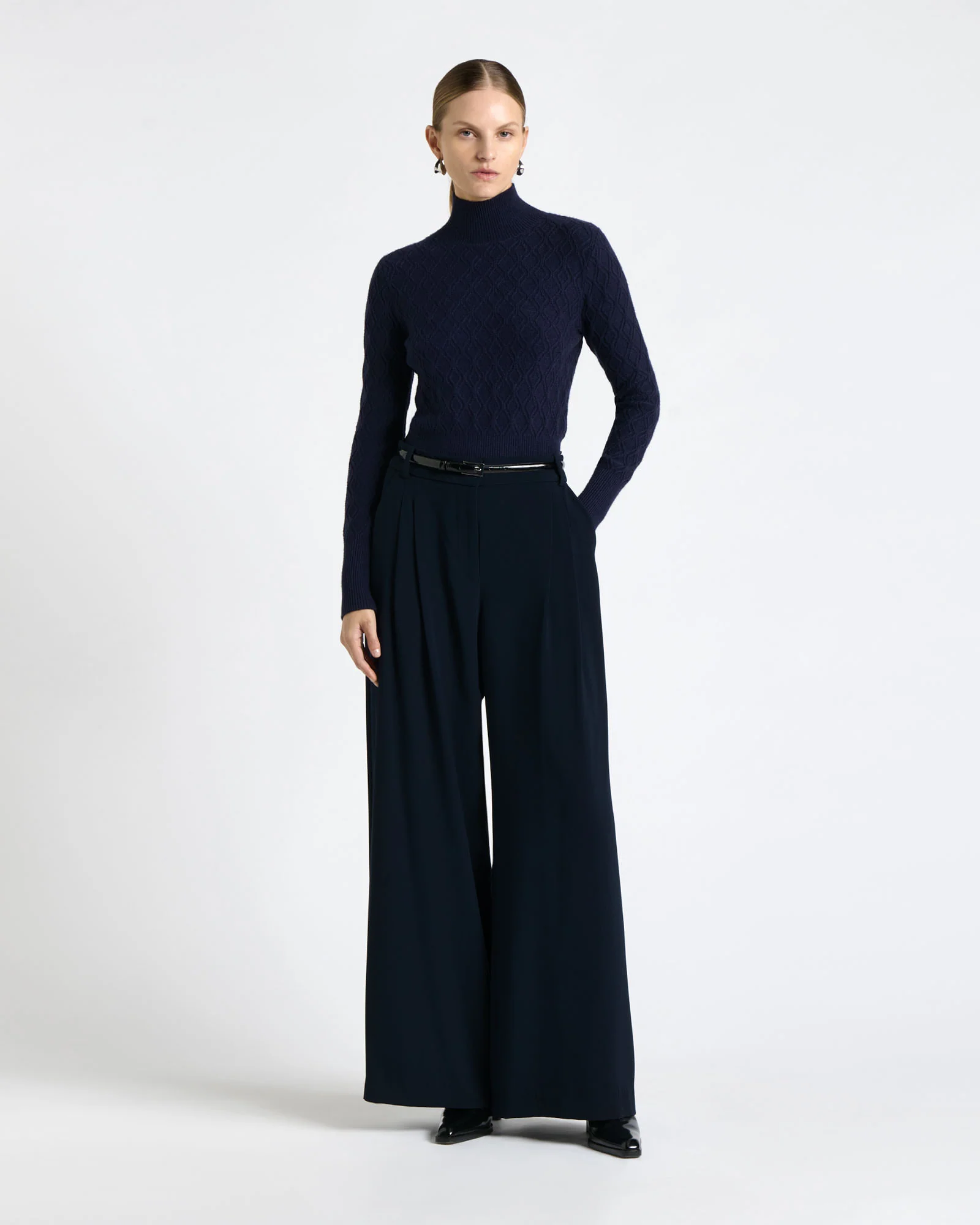 Textured Funnel Neck Sweater