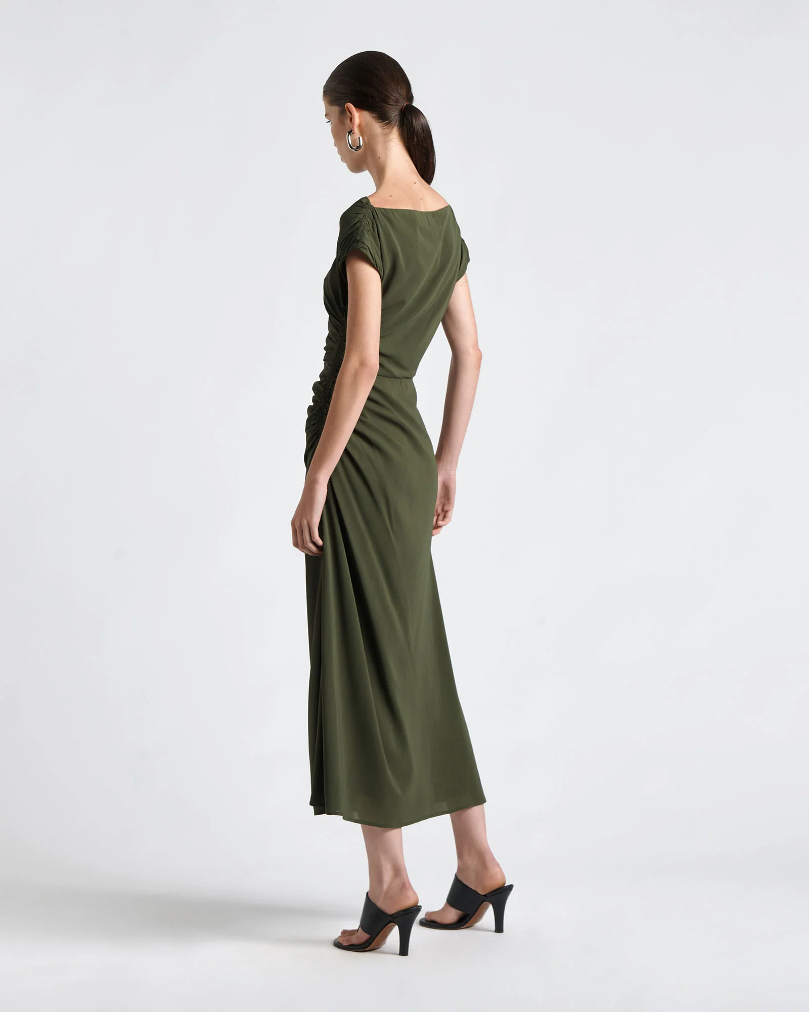 Asymmetrical Draped Midi Dress