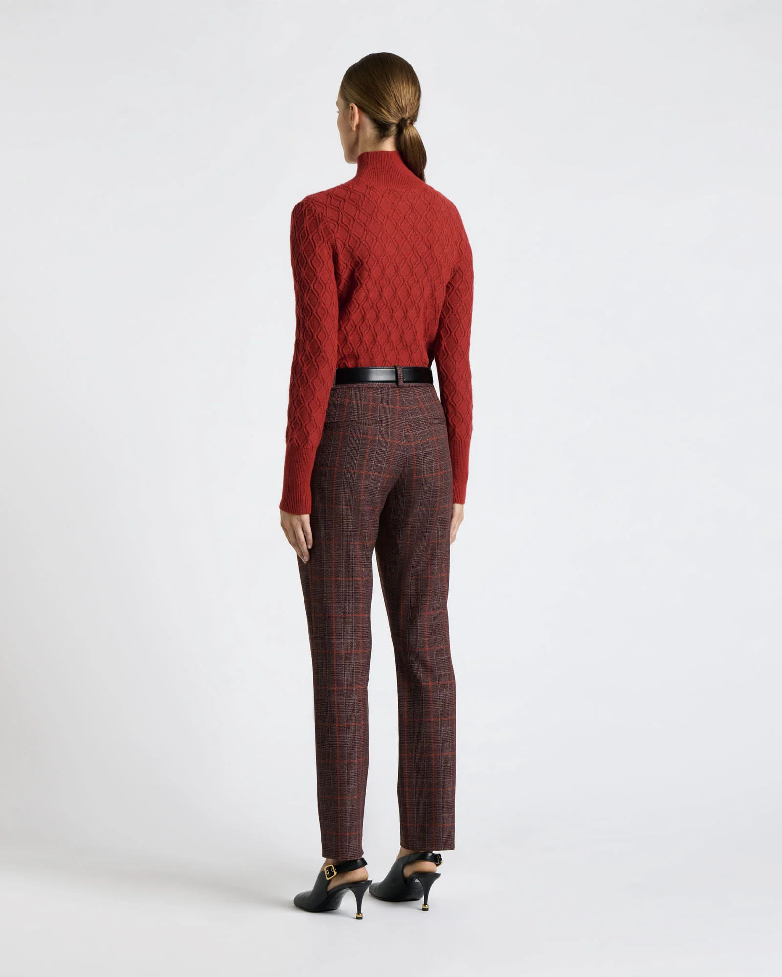 European Prince of Wales Check Slim Leg Pant