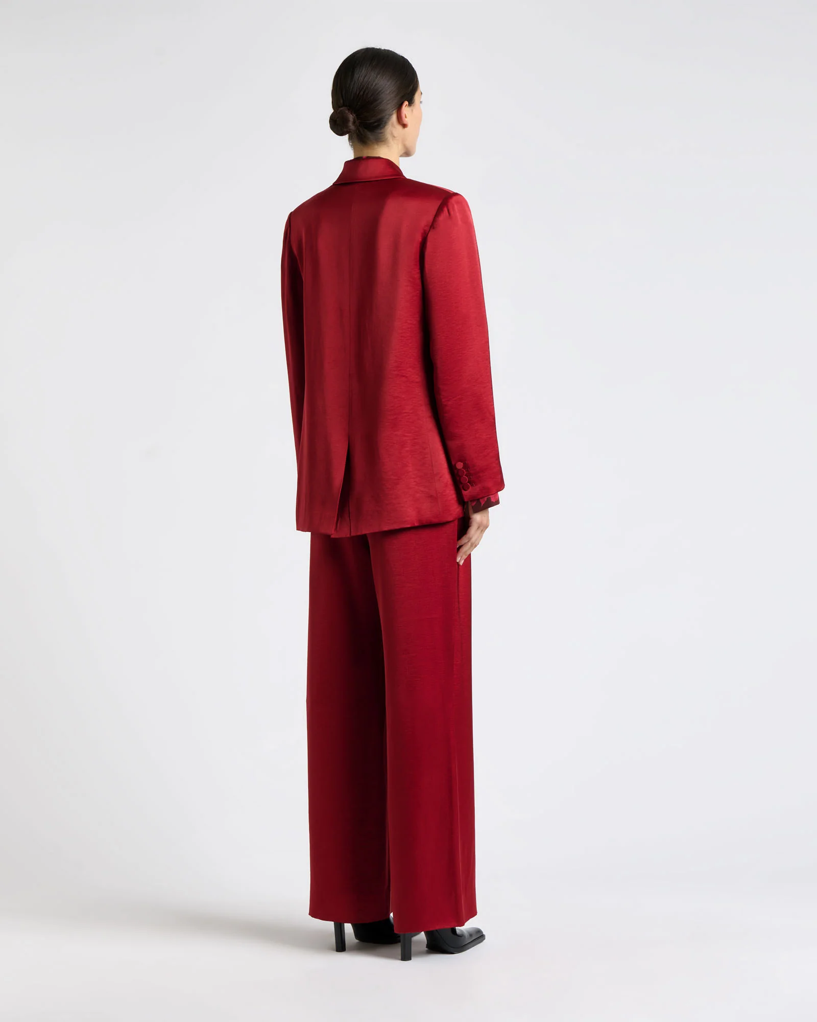 Viscose Blend Satin Double Breasted Blazer