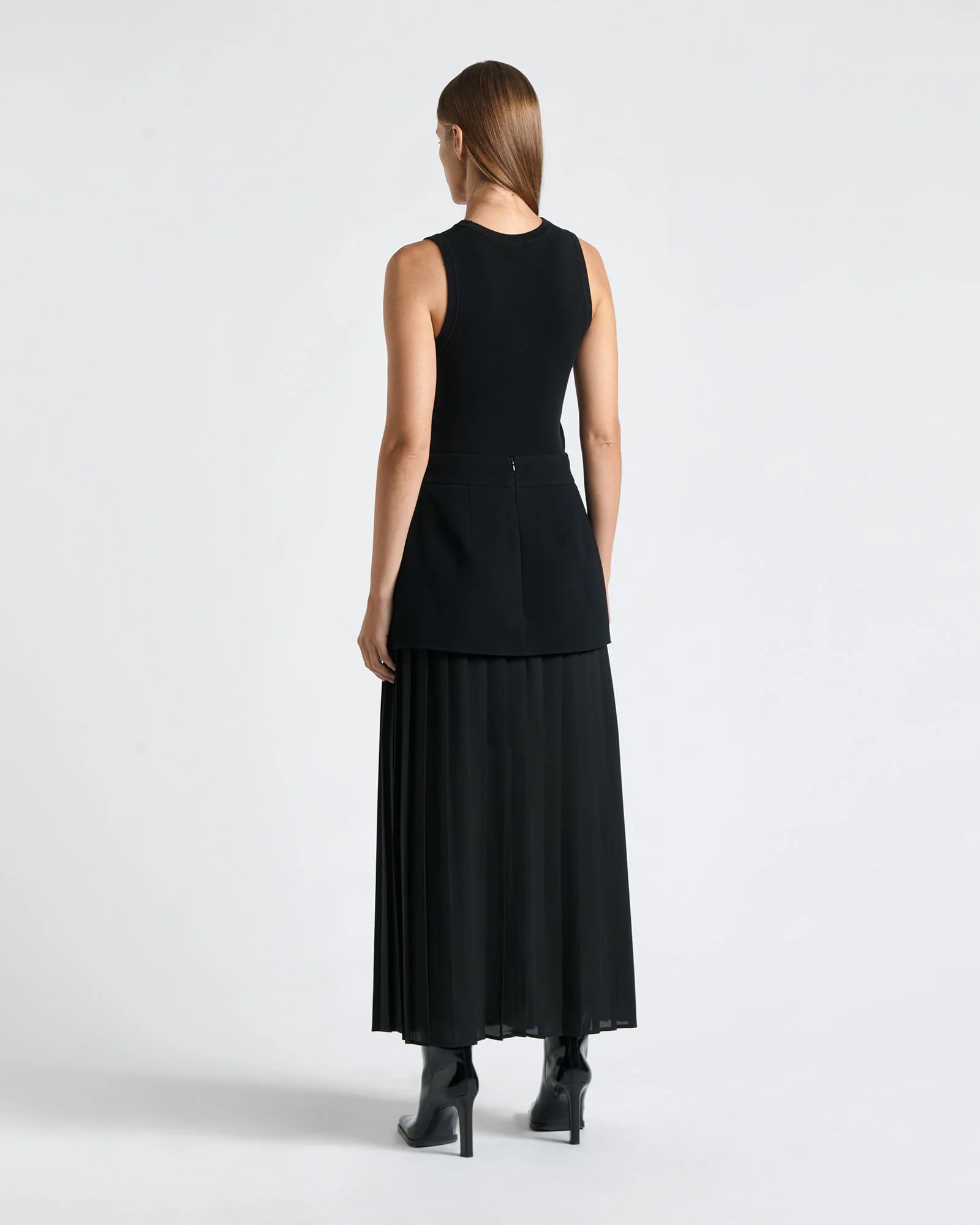 Recycled Crepe Pleated Midi Wrap Skirt