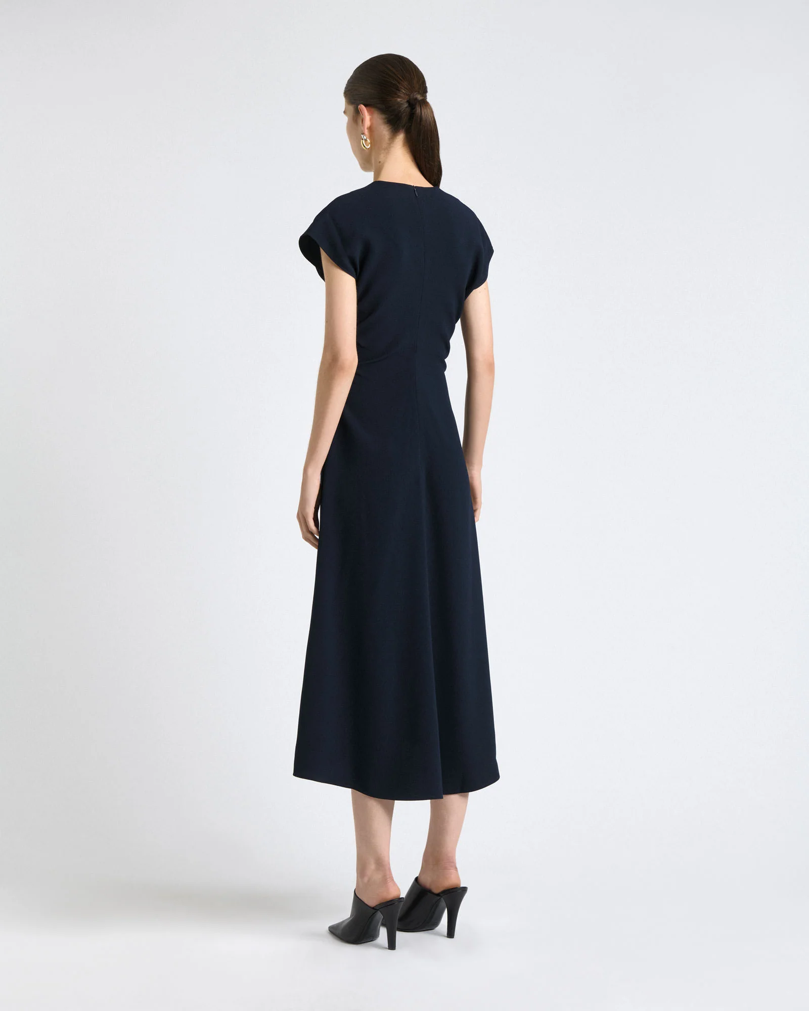 Ink Recycled Crepe Zip Front Midi Dress