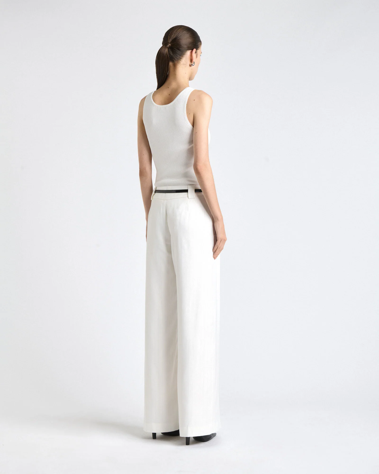 Ivory European Self Stripe Straight Leg Pant