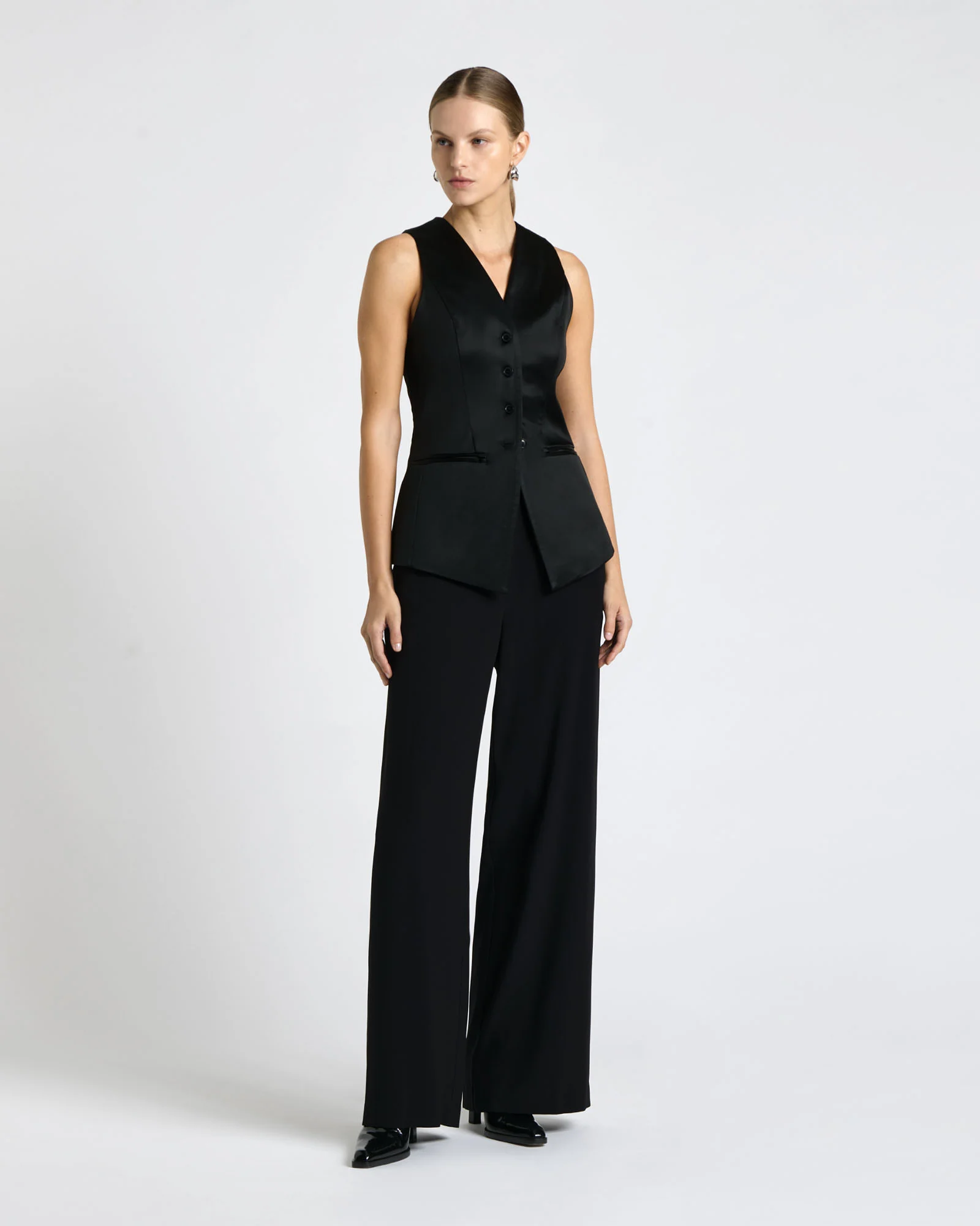 Stretch Satin Longline Waistcoat