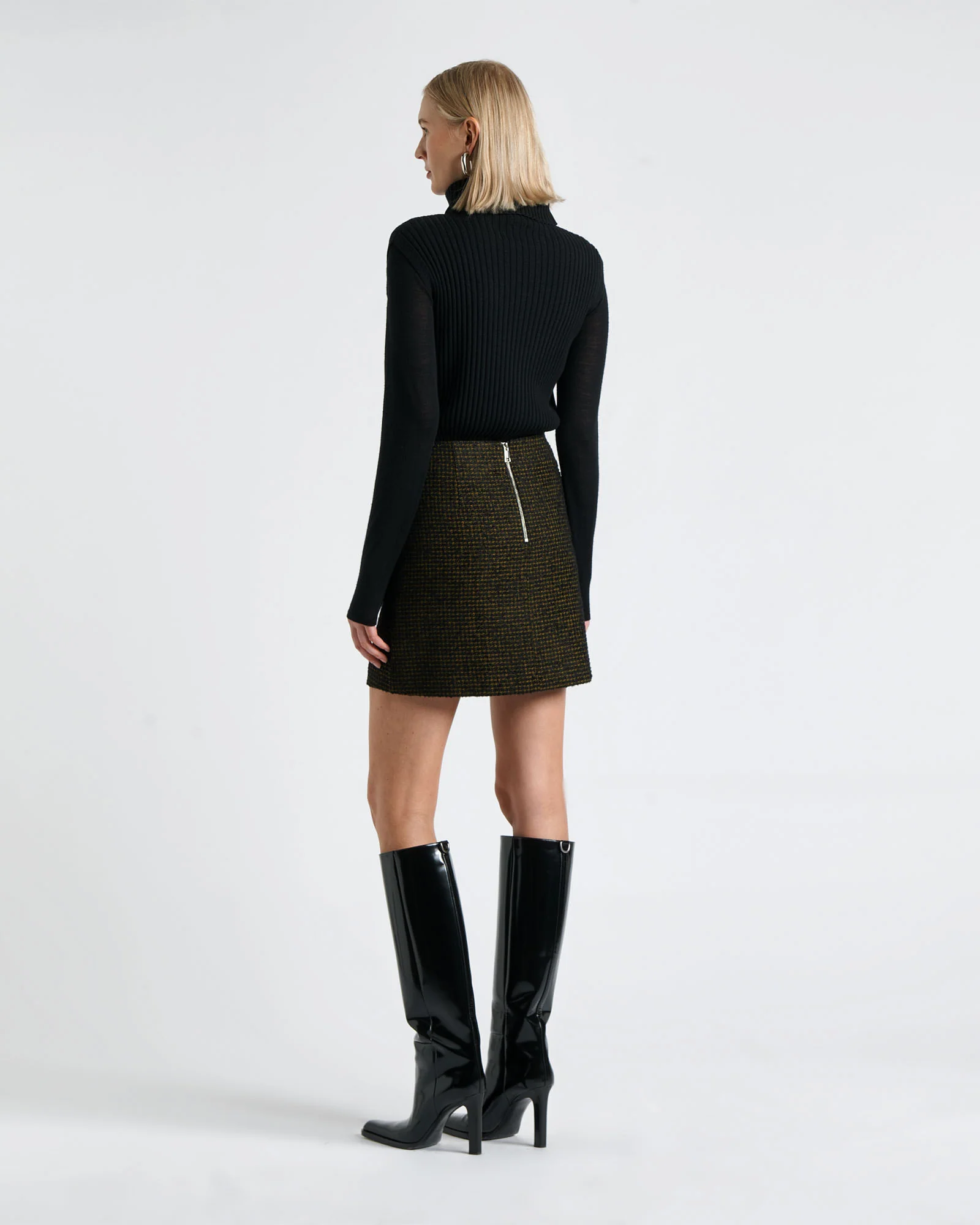 Houndstooth Boucle Mini Skirt