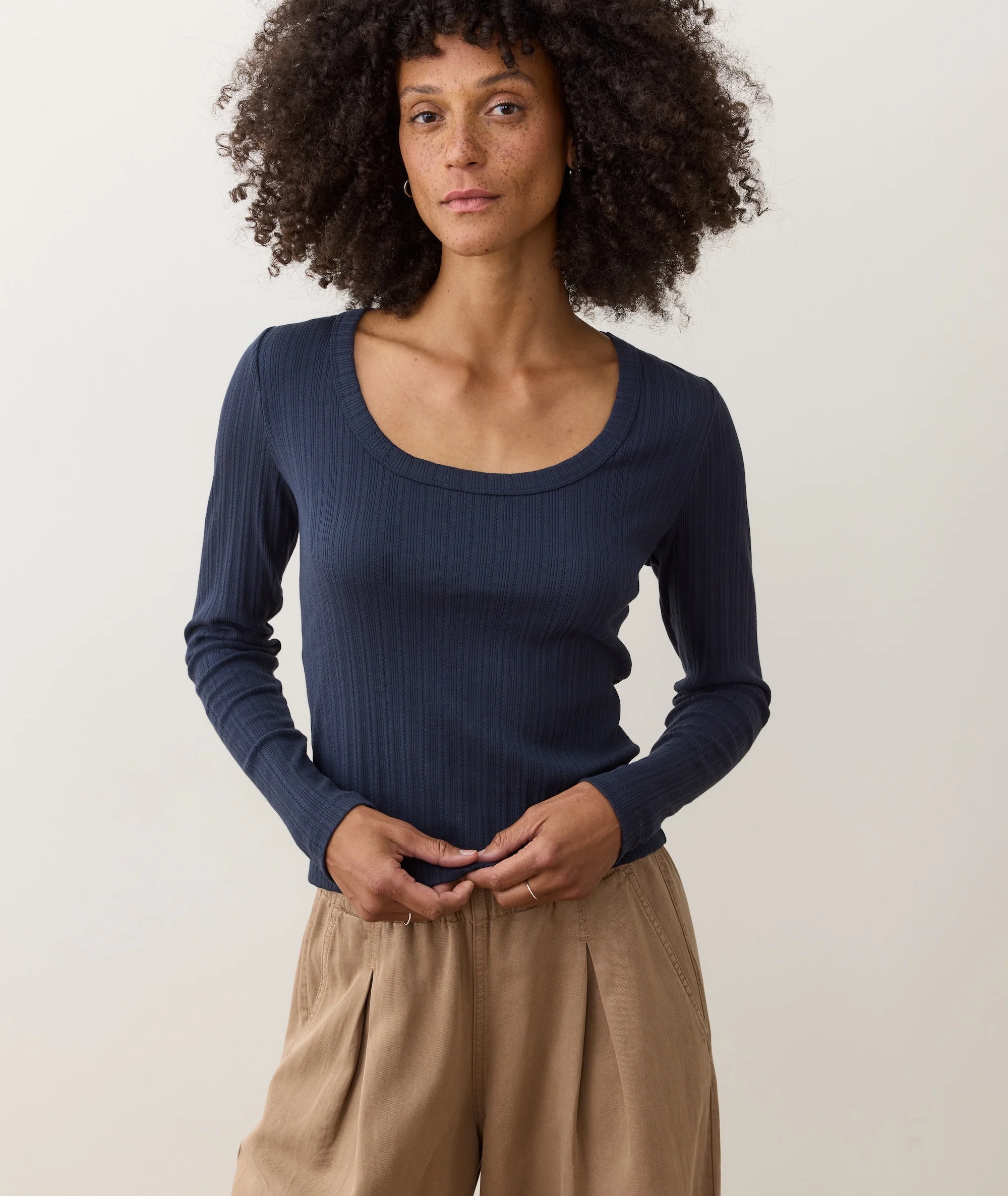 Lexi Rib Pointelle Longsleeve Scoop Tee