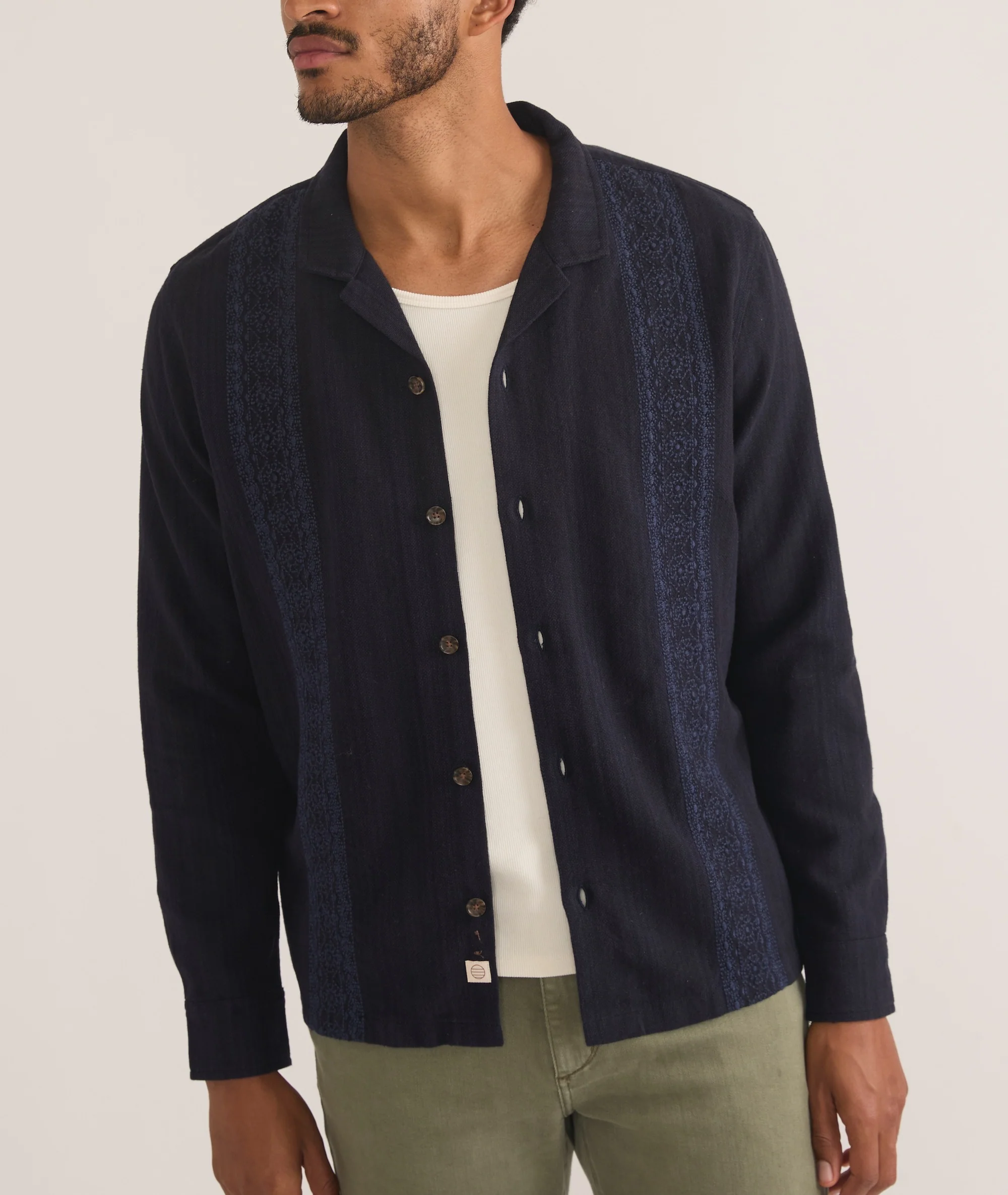 Embroidered Long Sleeve Resort Shirt