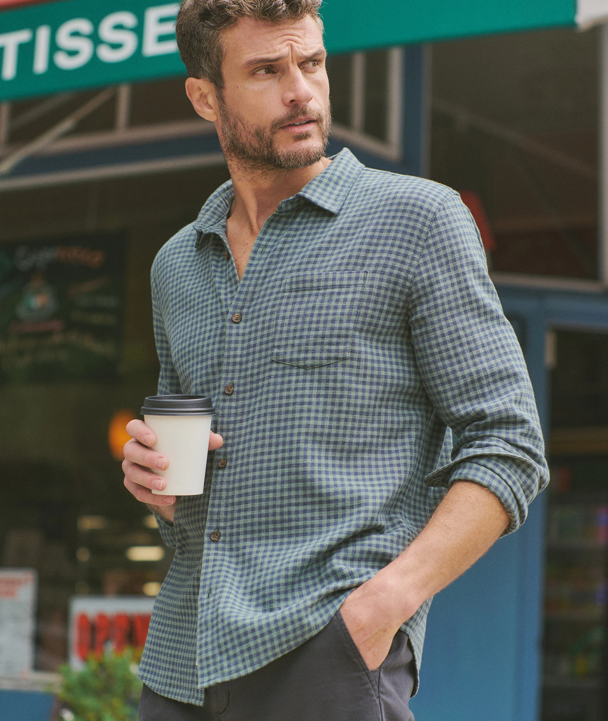 Stretch Selvage Long Sleeve Shirt