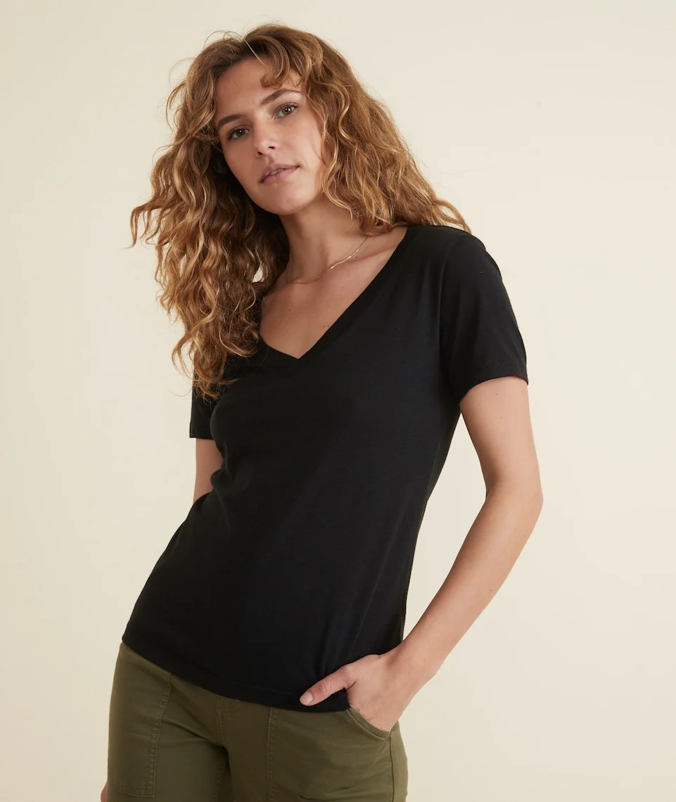 Classic V-Neck Tee in Black
