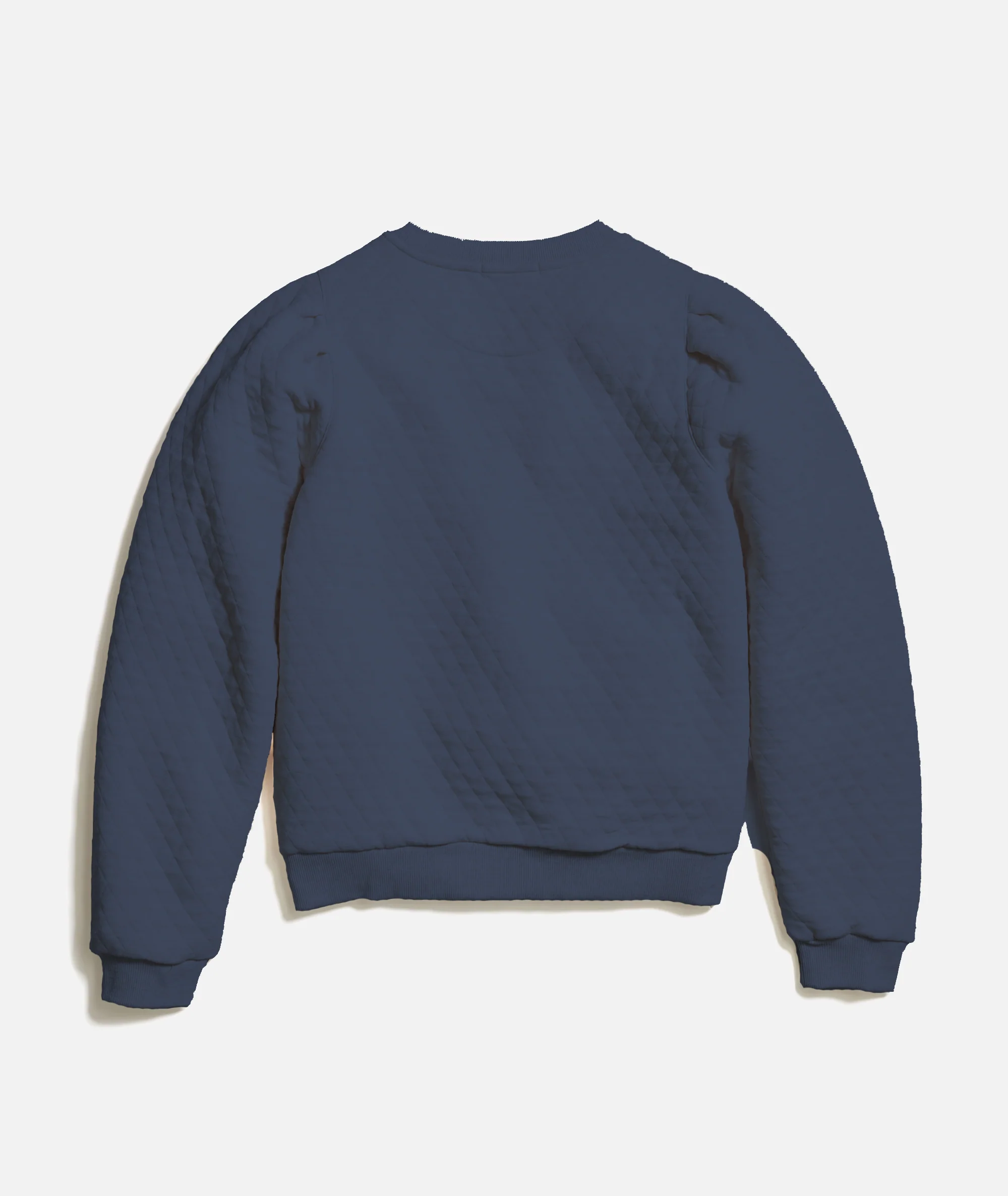 Women's Corbet Quilted Puff Sleeve Crewneck in Navy Heather