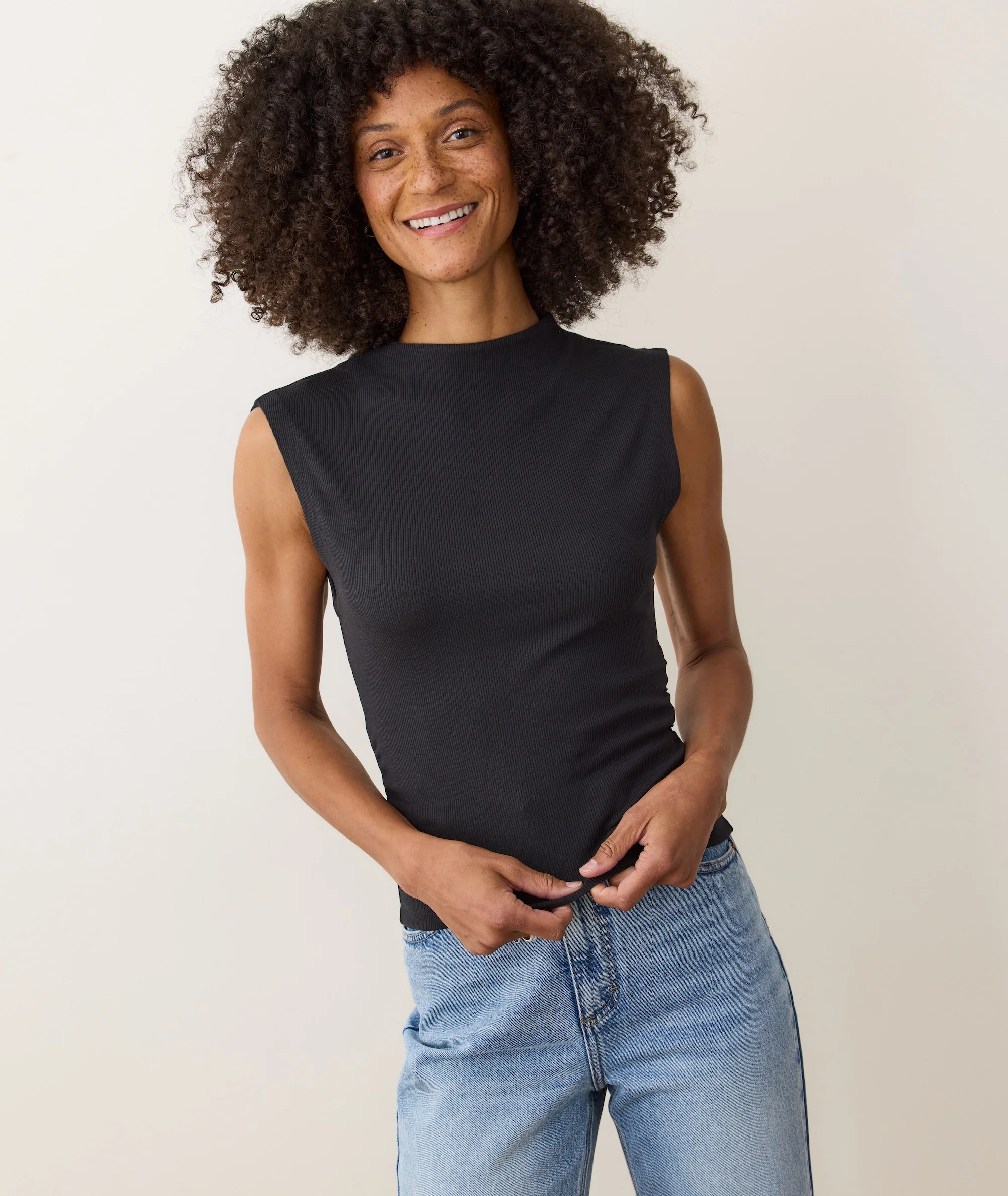 Lexi Rib Sun-In Mockneck Top