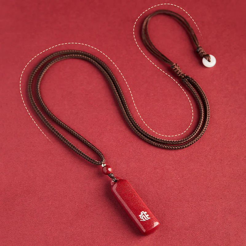 Buddha Stones Chinese Zodiac Natal Buddha Cinnabar Amulet Protection String Necklace Pendant