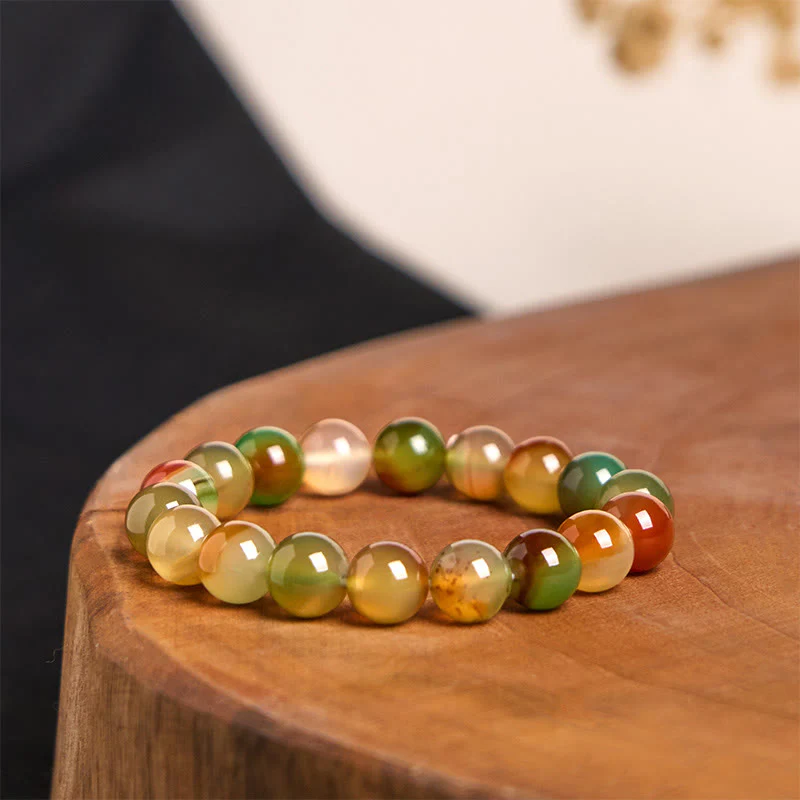 Buddha Stones Natural Colorful Peacock Agate Courage Purify Bracelet